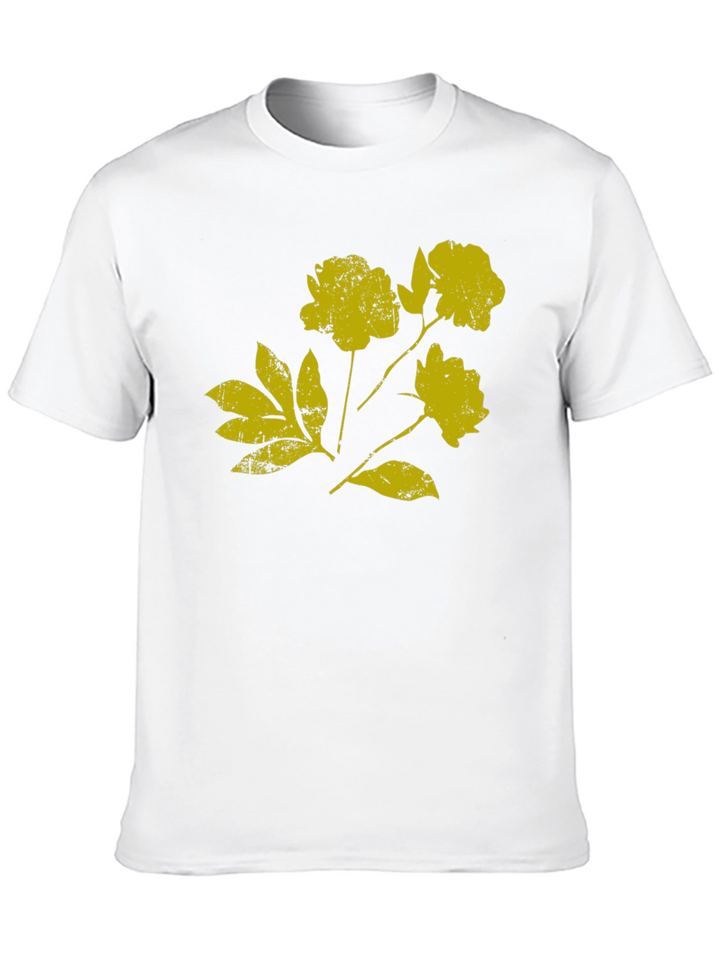Black T-Shirt with Distressed Floral Graphic