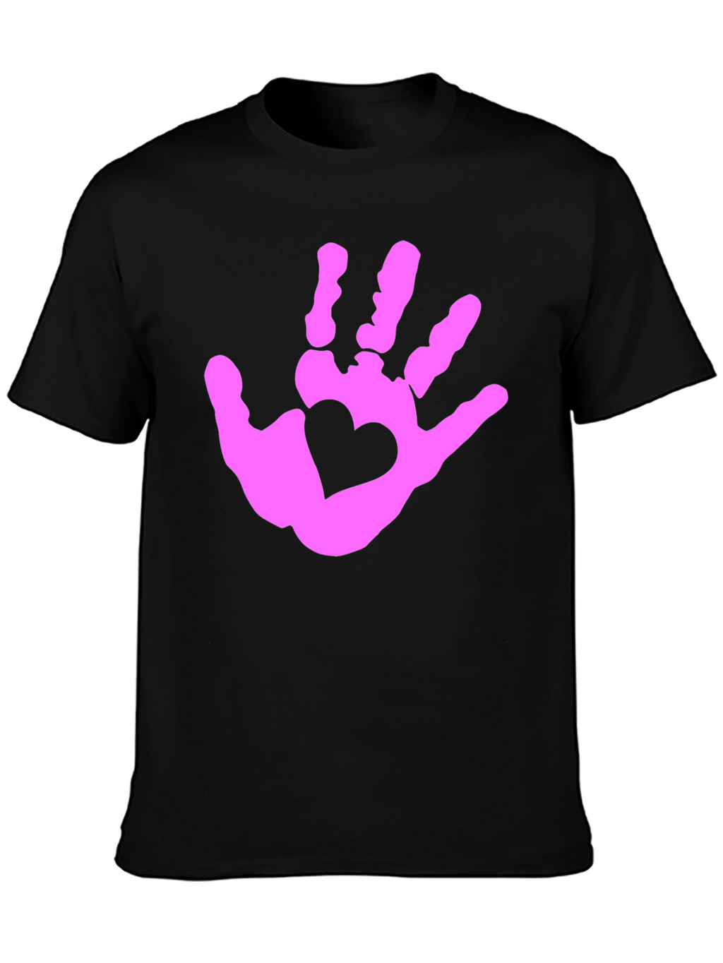 Heart Handprint Graphic Tee - Black
