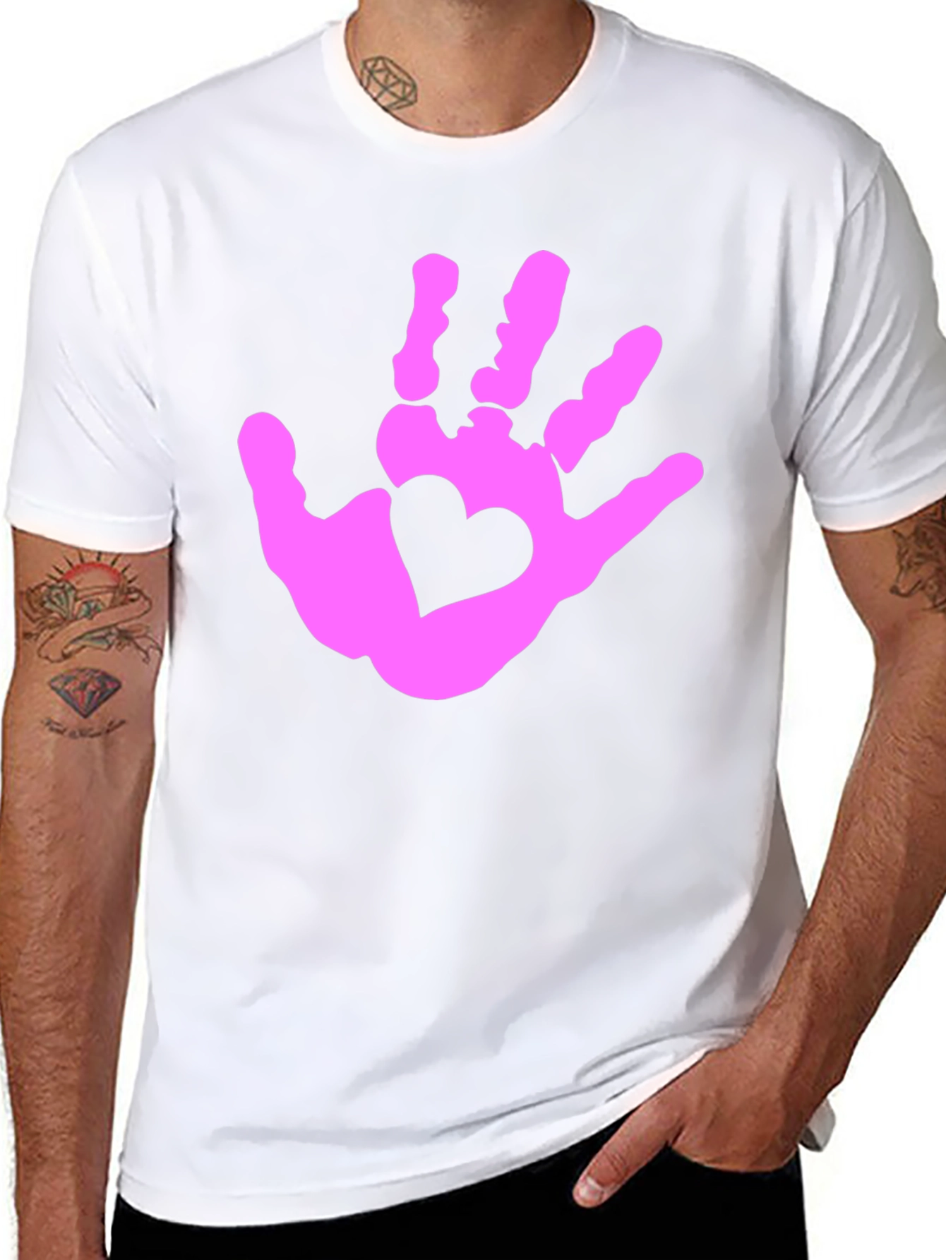 Heart Handprint Graphic Tee - Black