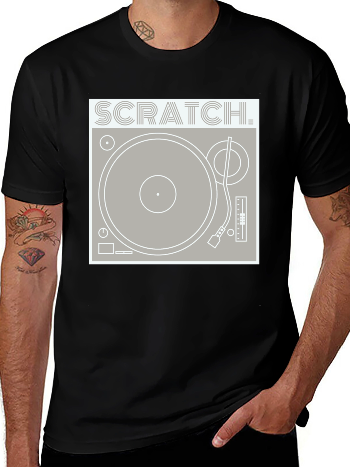 Scratch Turntable Graphic Tee - DJ Style Shirt