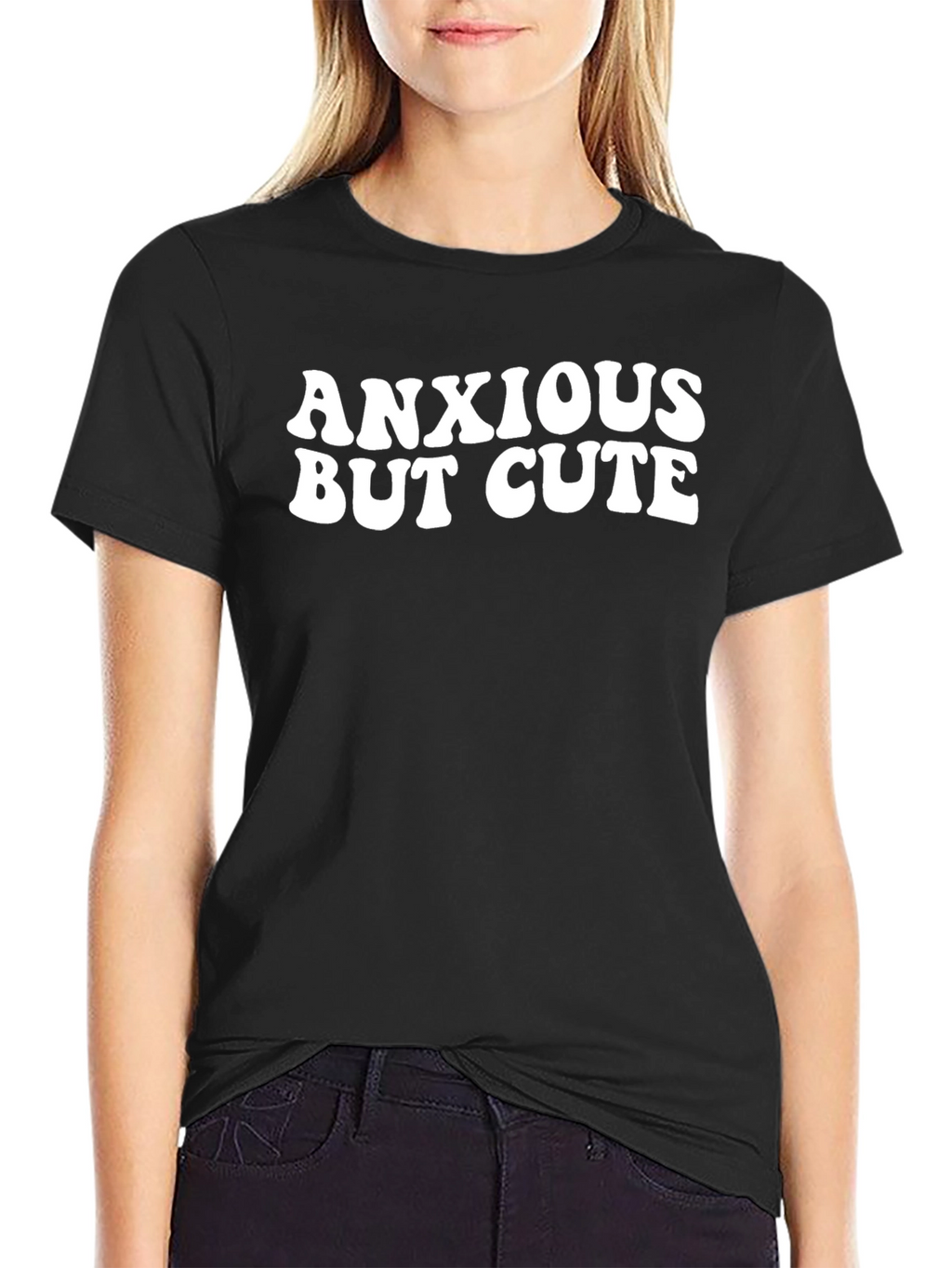 Anxious But Cute Black Graphic Tee