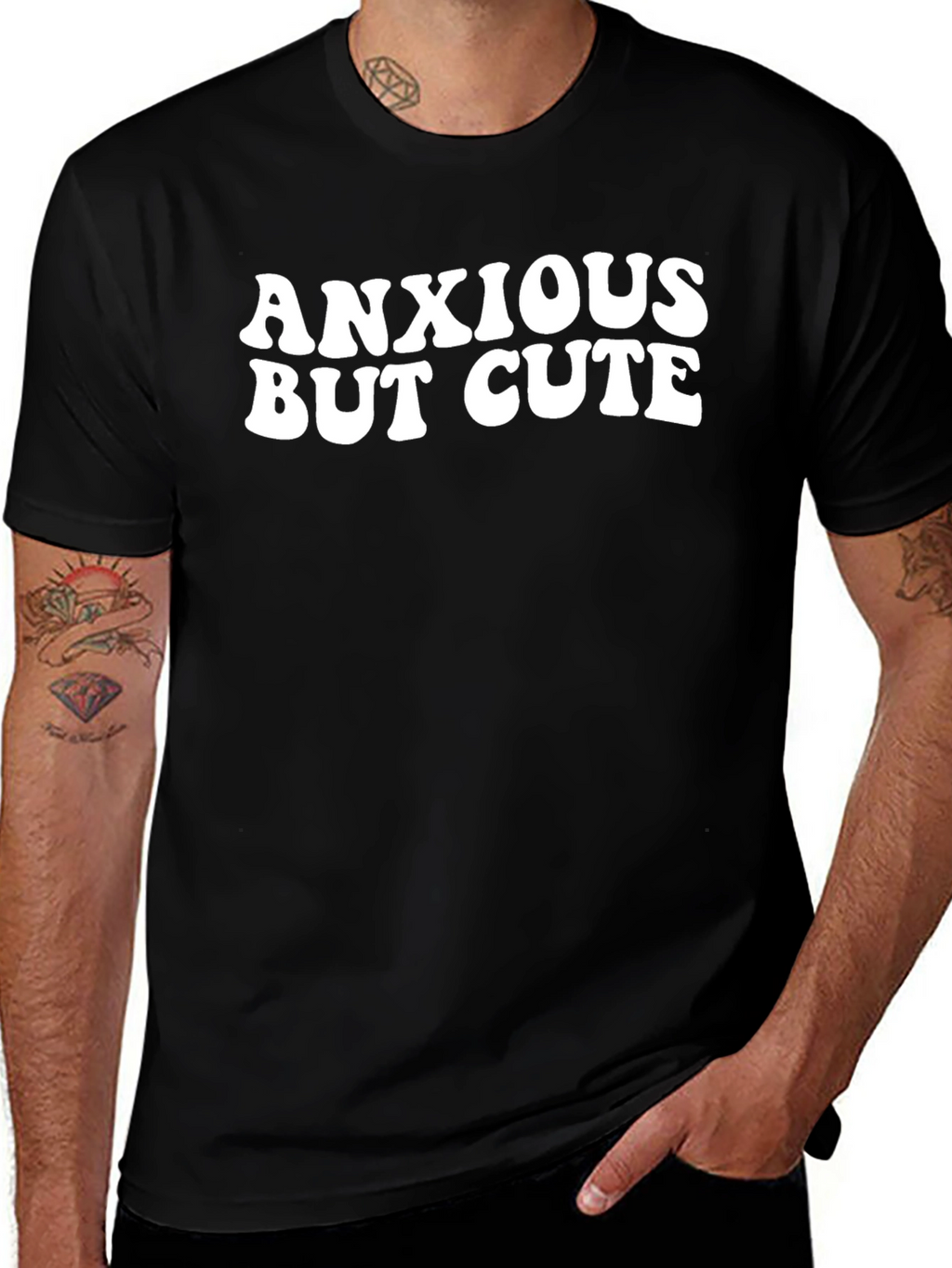 Anxious But Cute Black Graphic Tee