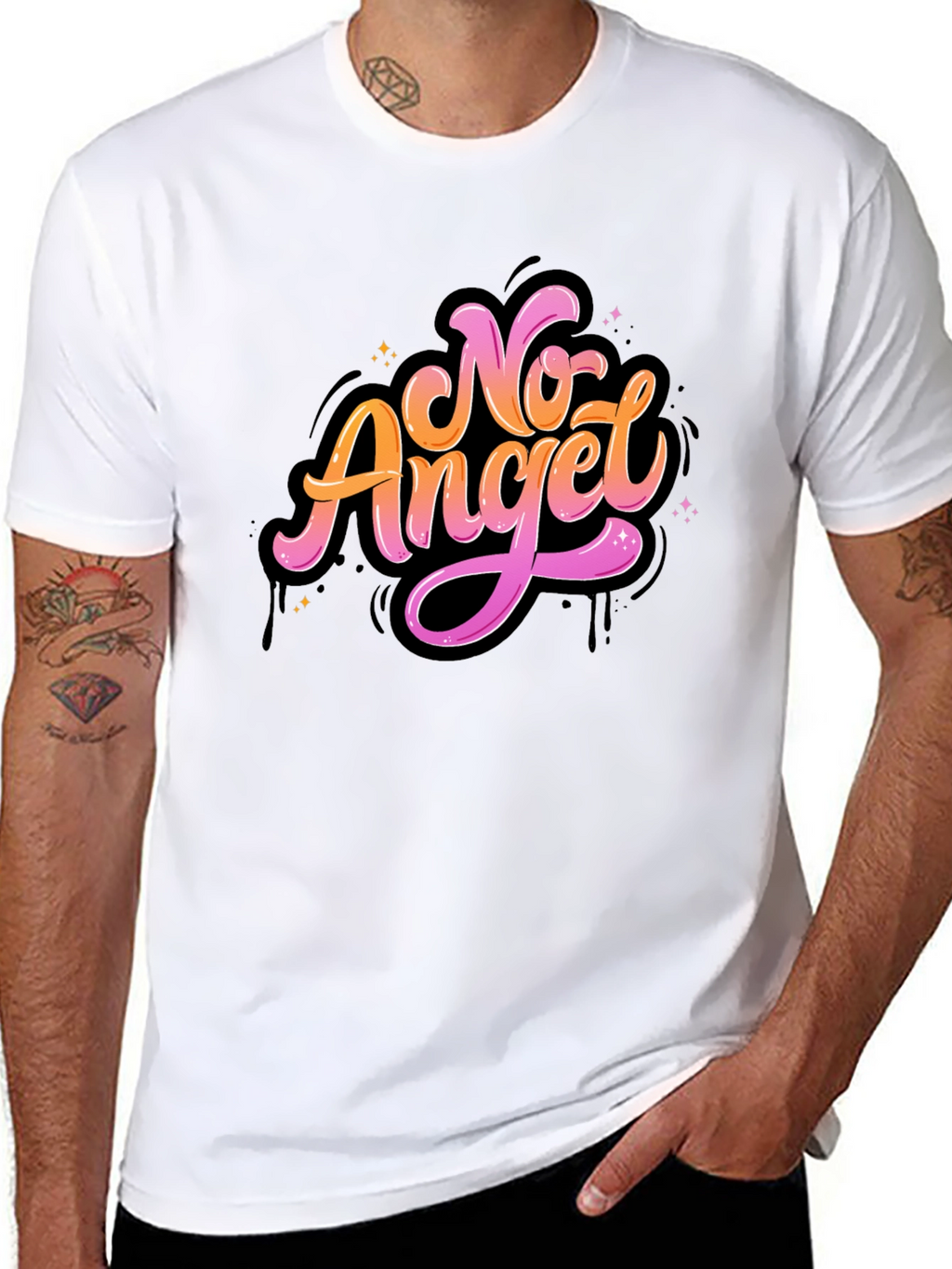 No Angel Graphic Tee - Stylish Black T-Shirt