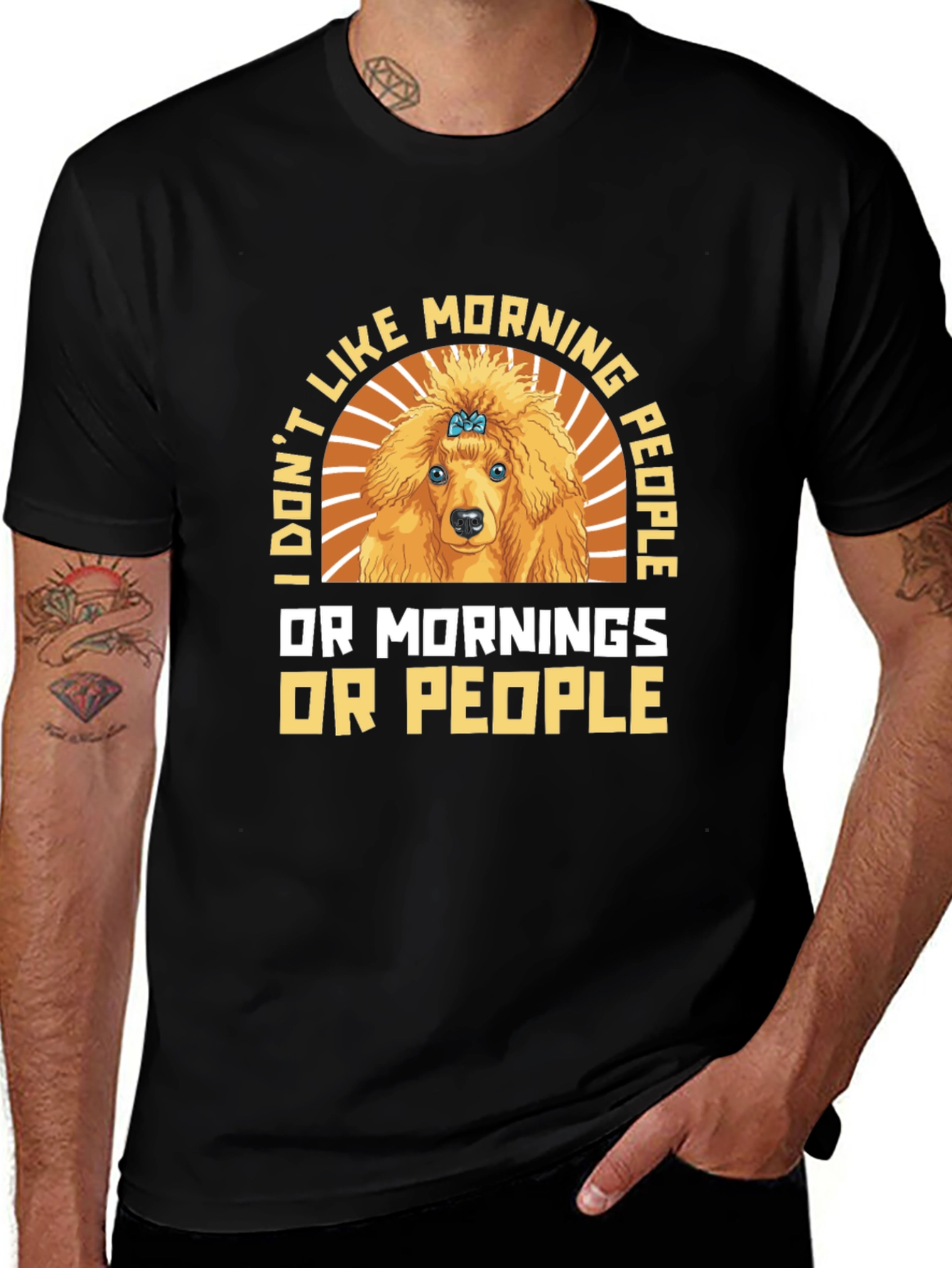Funny Poodle Morning People Graphic Tee