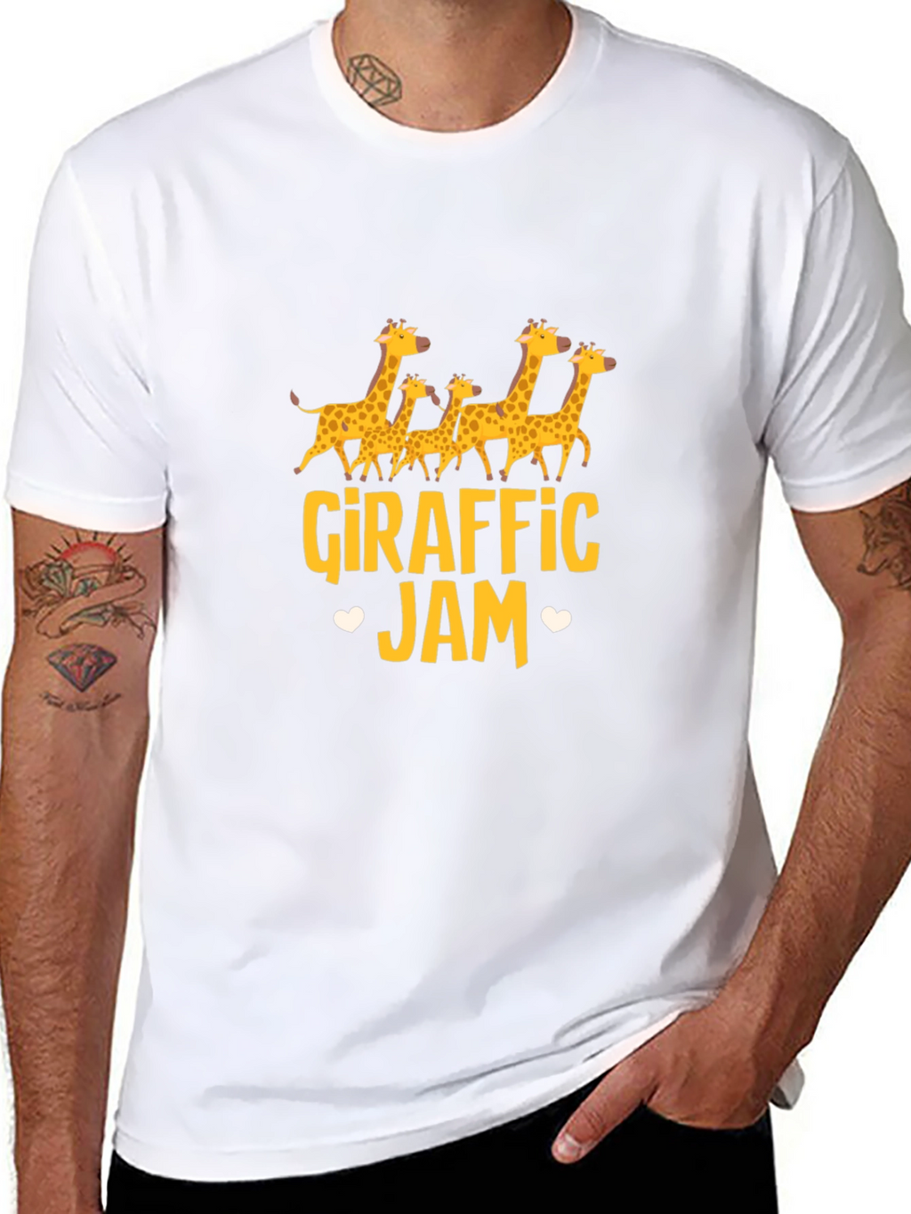 Giraffe Jam Graphic Tee - Black Cotton T-Shirt