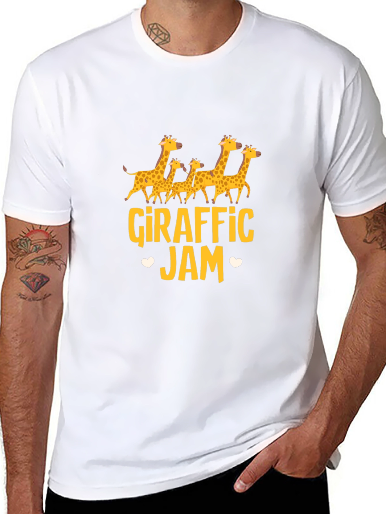 Giraffe Jam Graphic Tee - Black Cotton T-Shirt