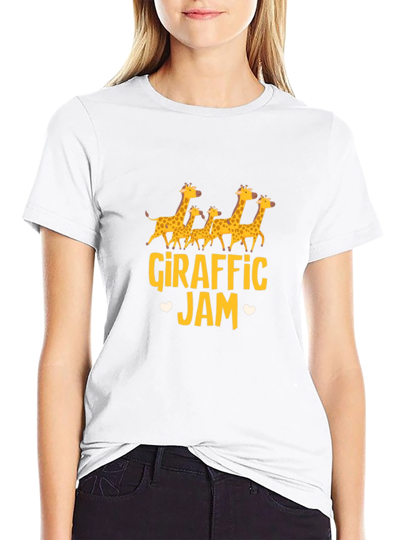 Giraffe Jam Graphic Tee - Black Cotton T-Shirt