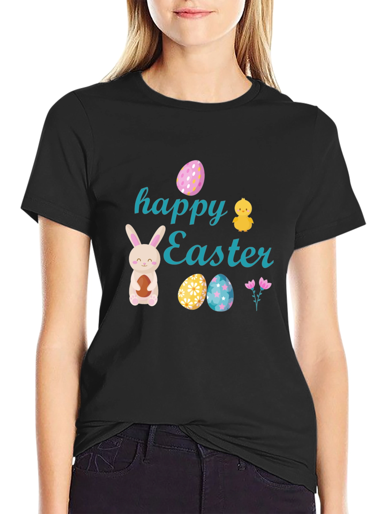 Happy Easter Black T-Shirt