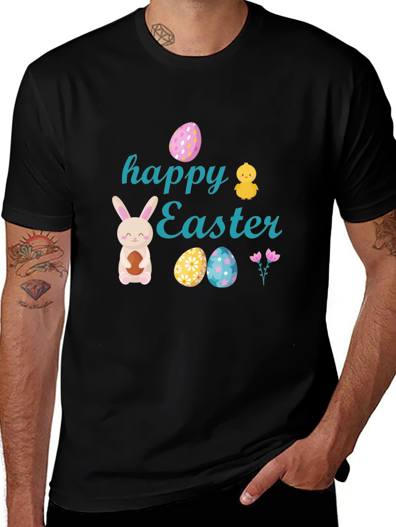 Happy Easter Black T-Shirt