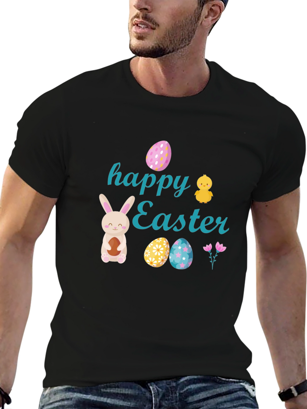 Happy Easter Black T-Shirt