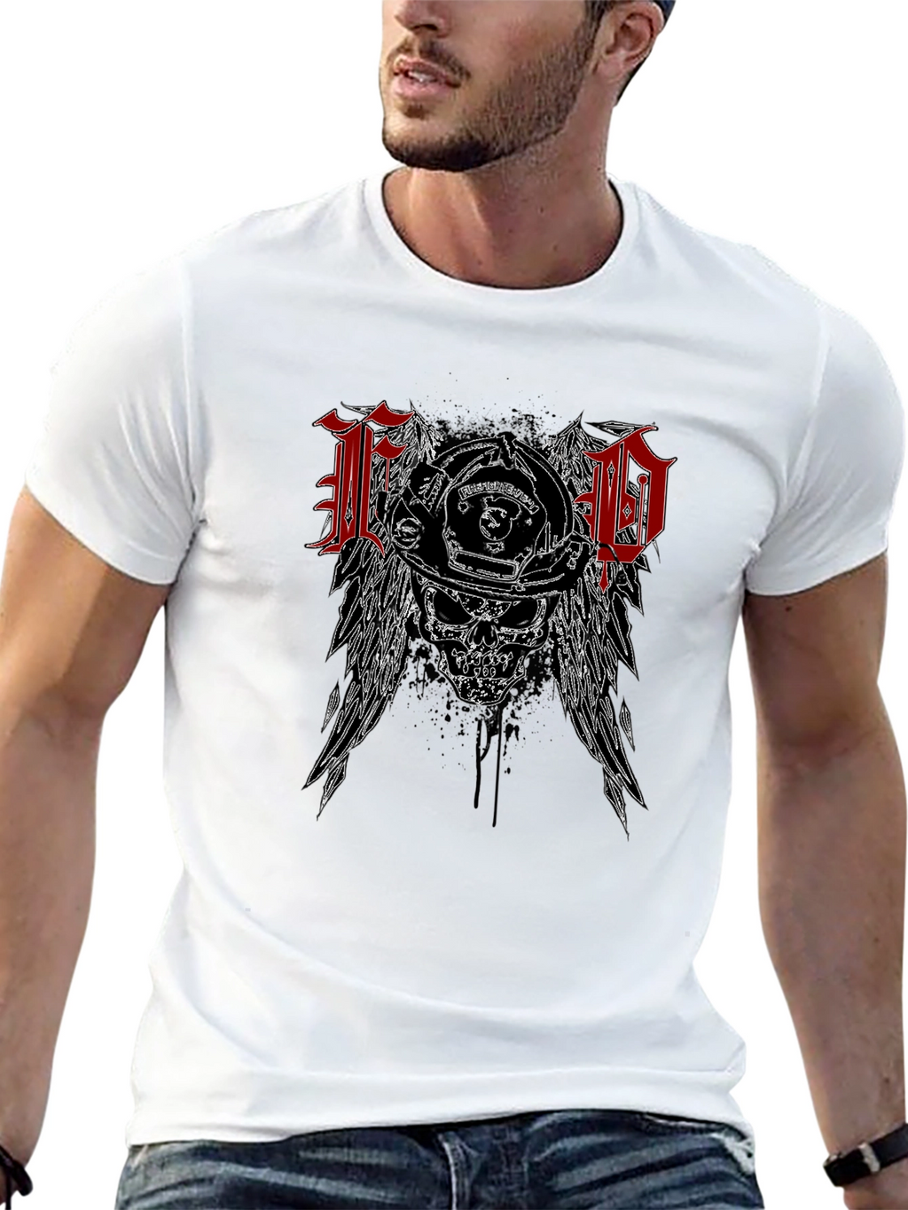FD Firefighter Skull Graphic Tee