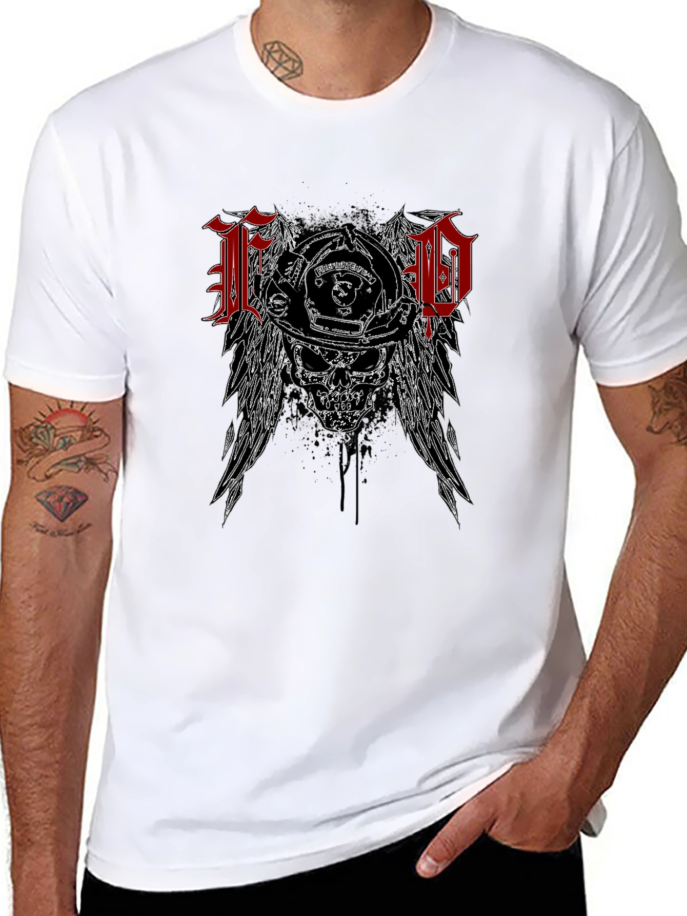 FD Firefighter Skull Graphic Tee