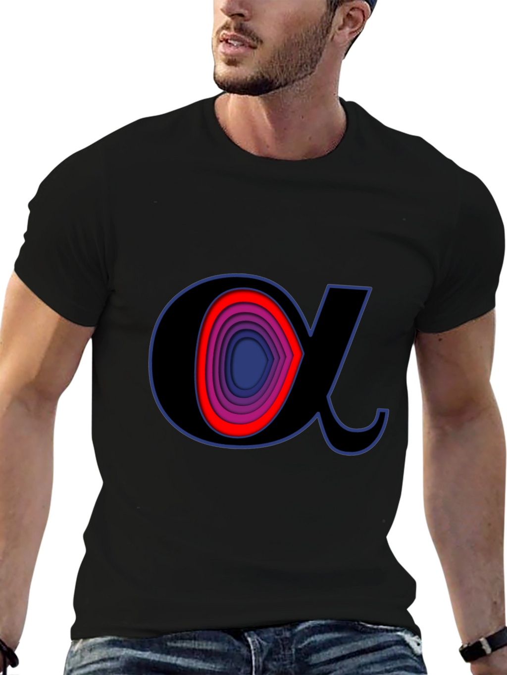 Alpha Symbol Graphic Tee - Stylish Black T-Shirt