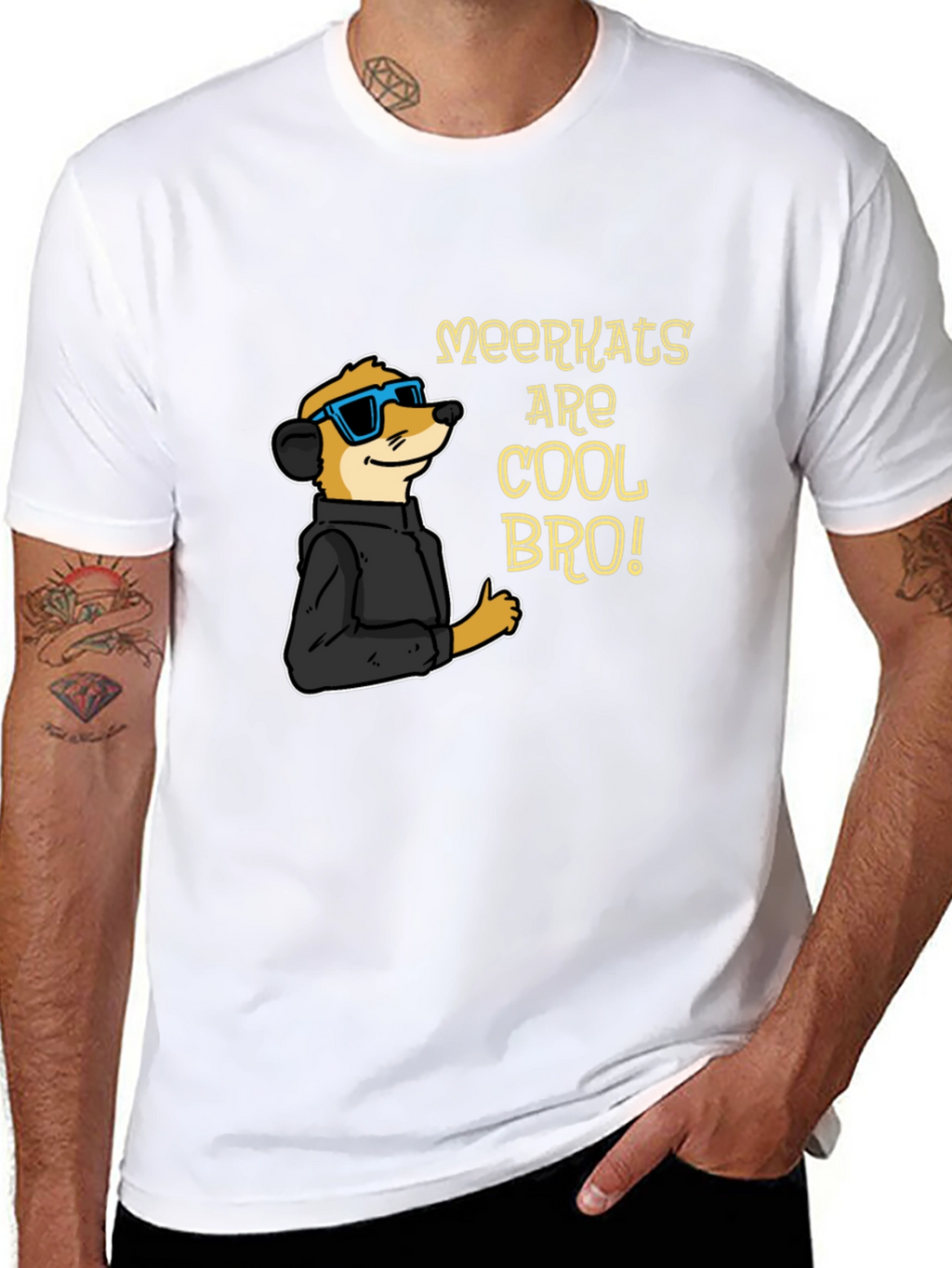 Cool Meerkat T-Shirt - Black Cotton Tee