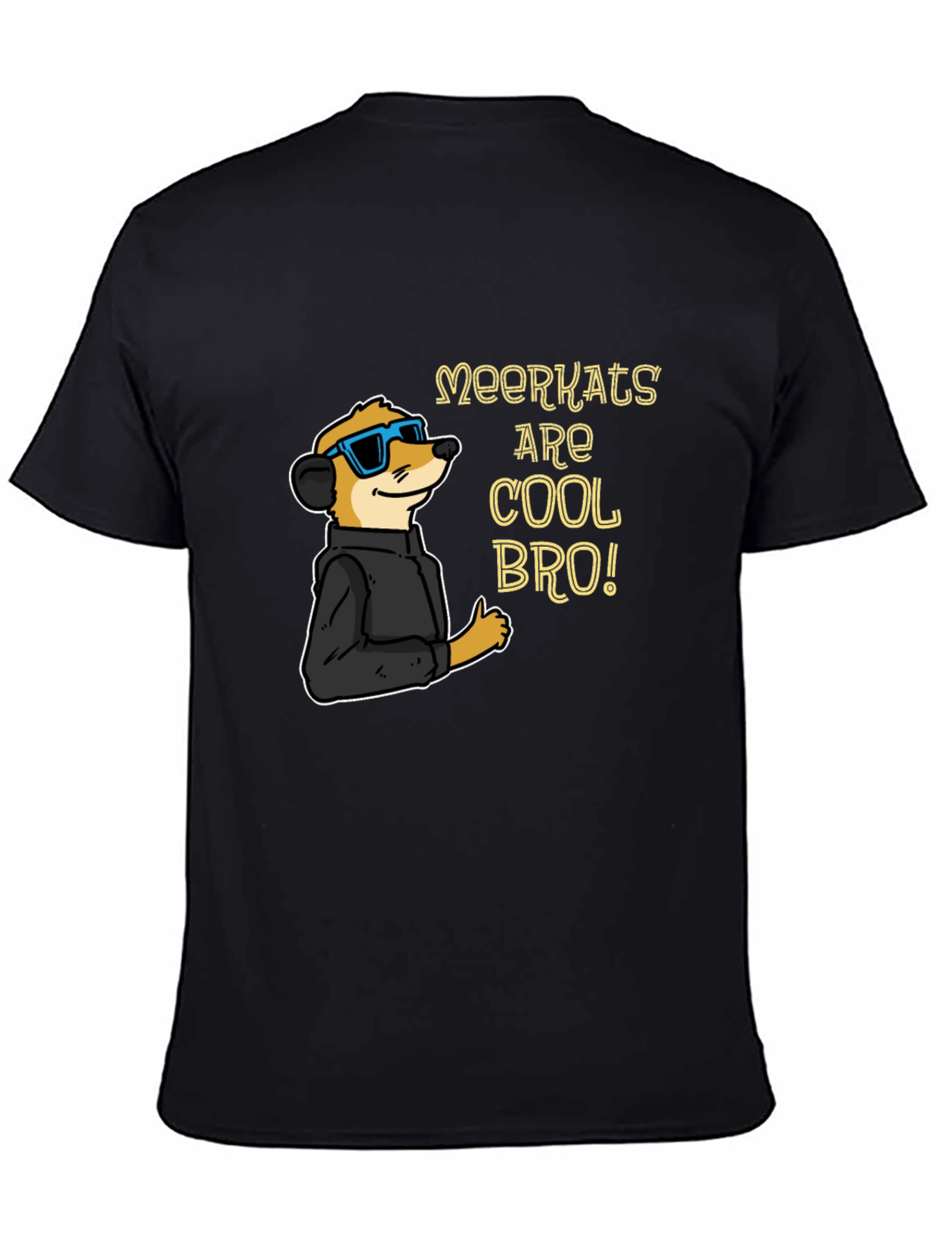 Cool Meerkat T-Shirt - Black Cotton Tee