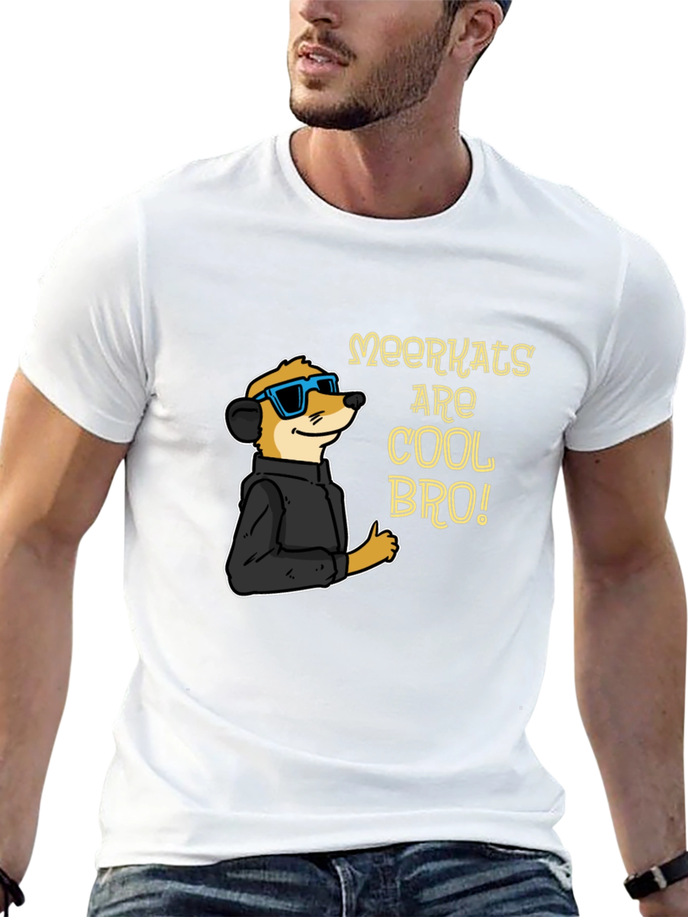 Cool Meerkat T-Shirt - Black Cotton Tee