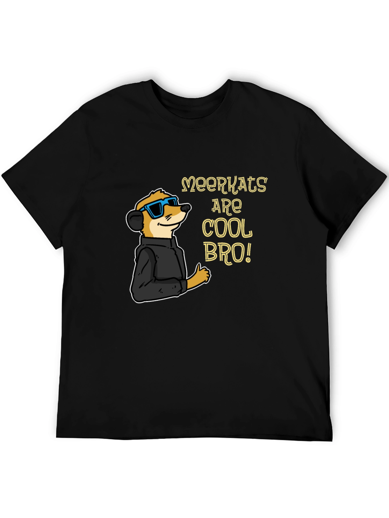 Cool Meerkat T-Shirt - Black Cotton Tee