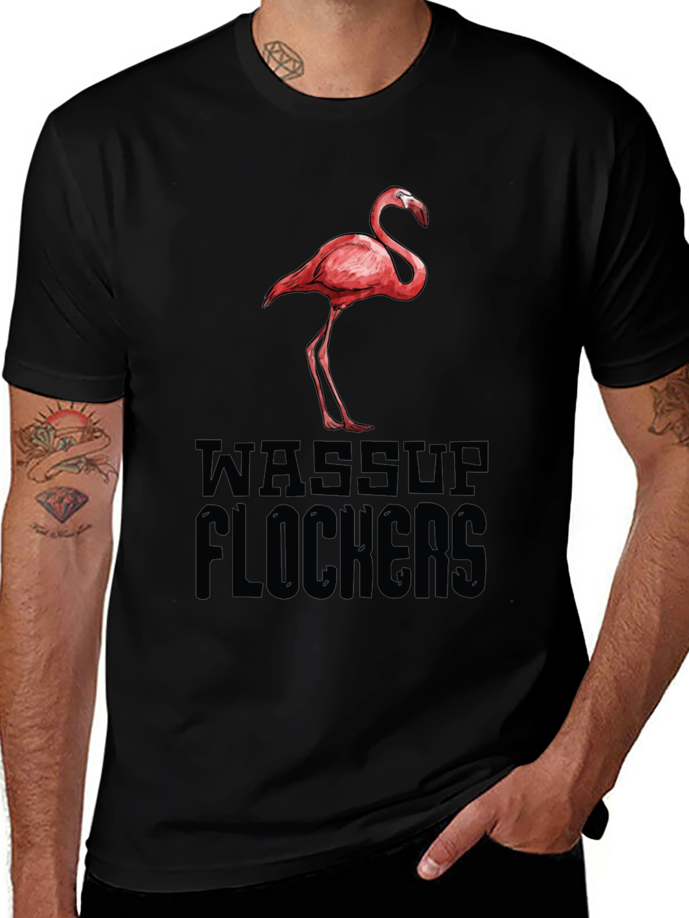 Wassup Flockers Flamingo Graphic Tee