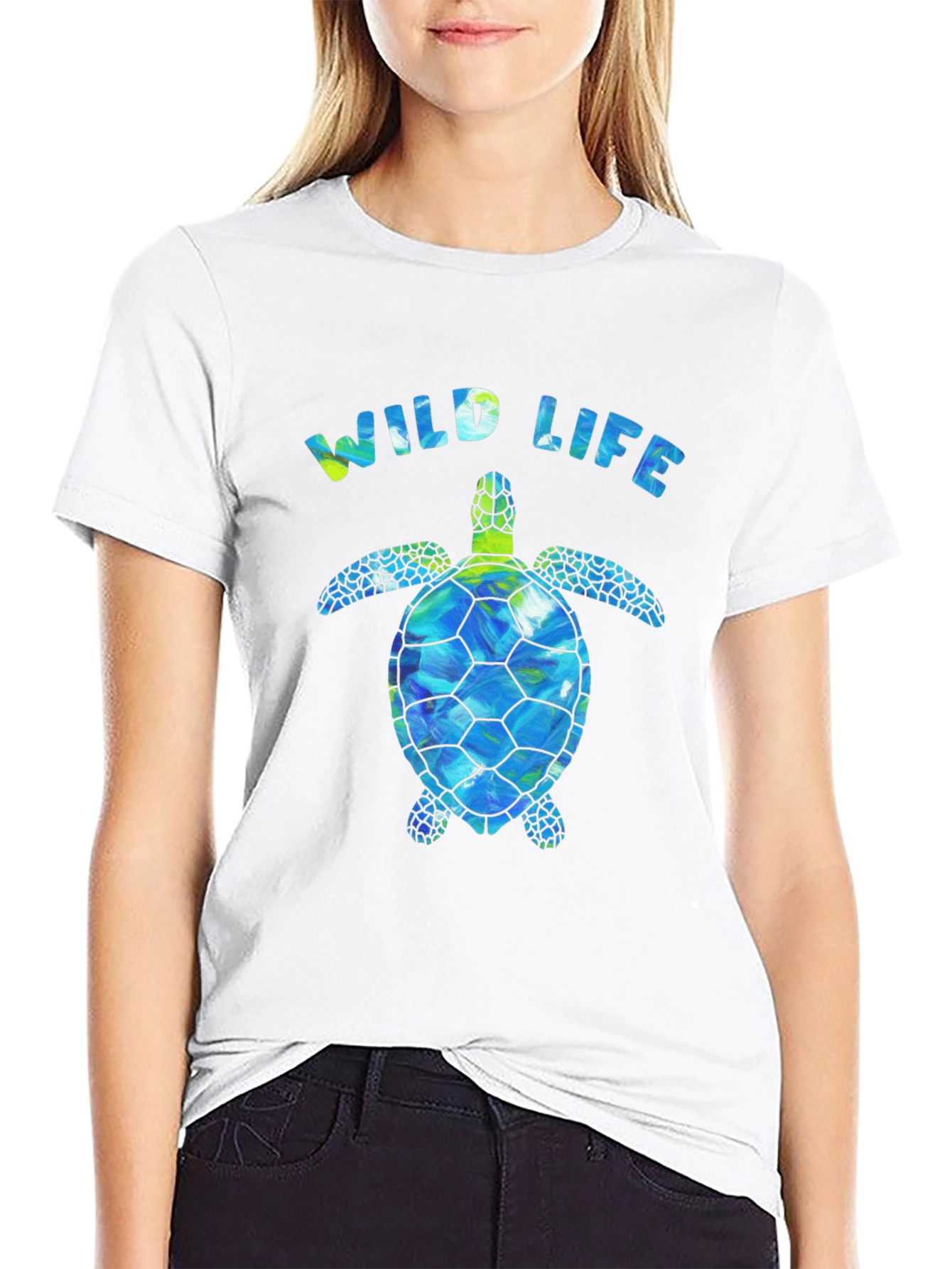 Wildlife Sea Turtle Graphic Tee - Black