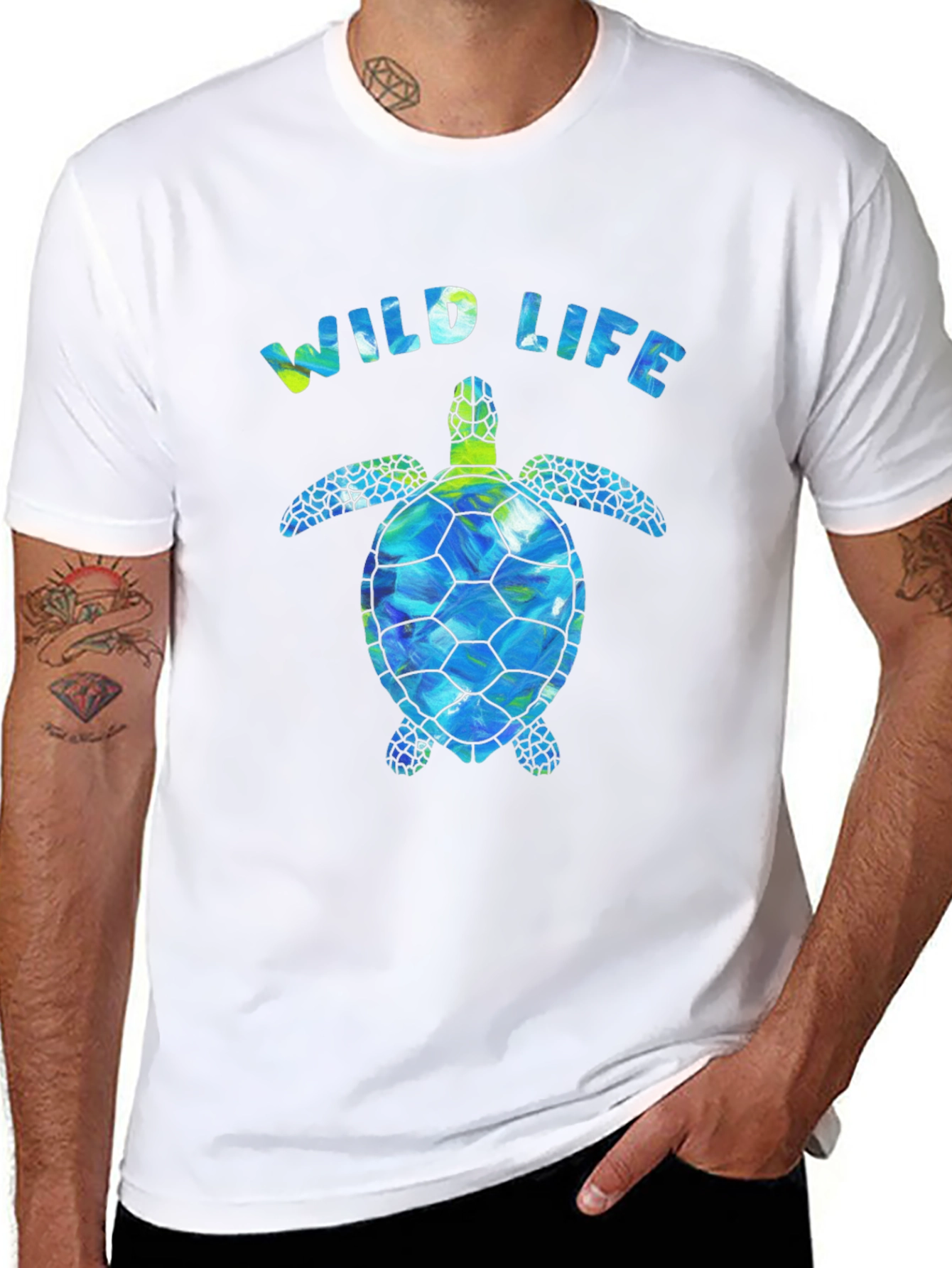 Wildlife Sea Turtle Graphic Tee - Black