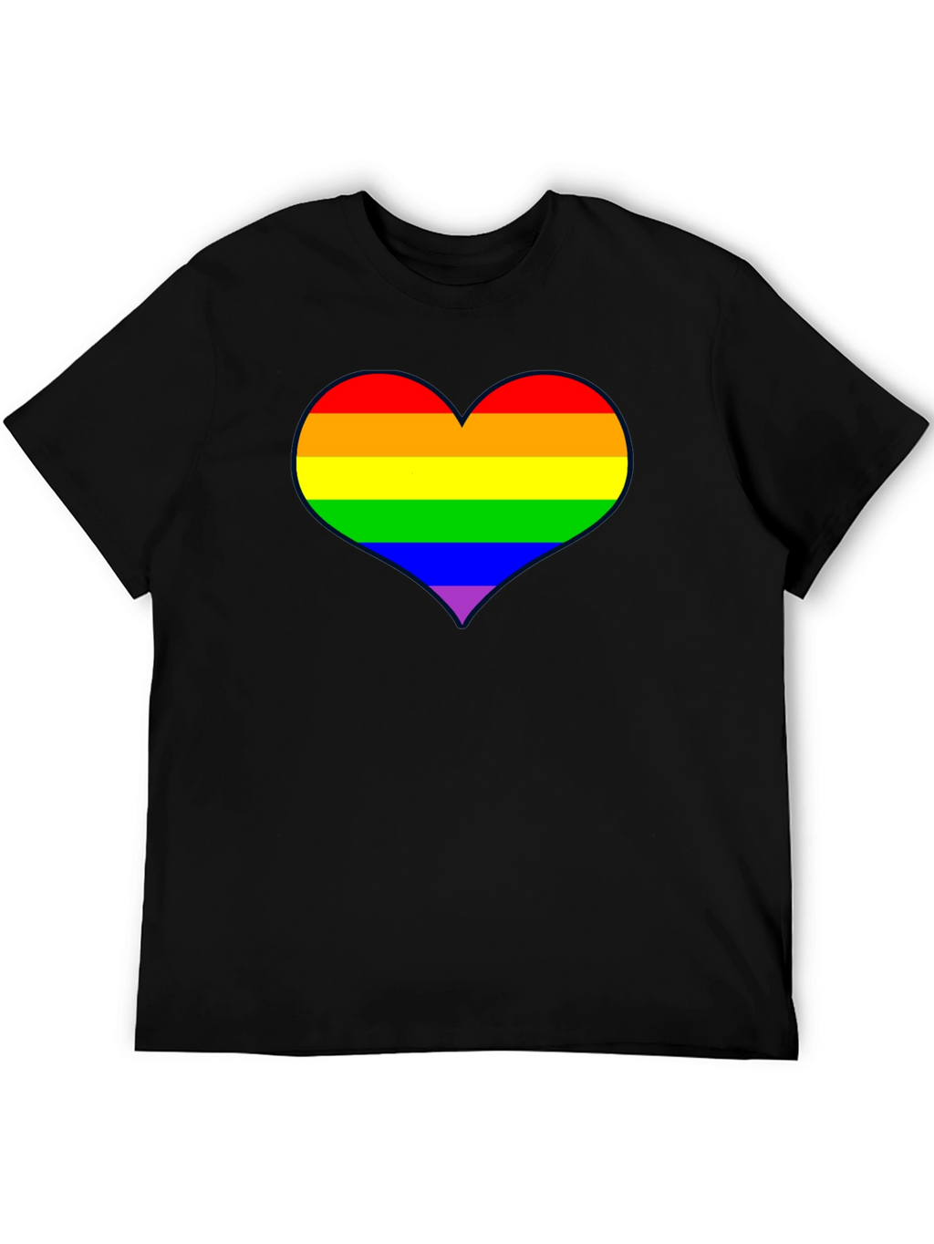 Rainbow Heart Pride T-Shirt - Black