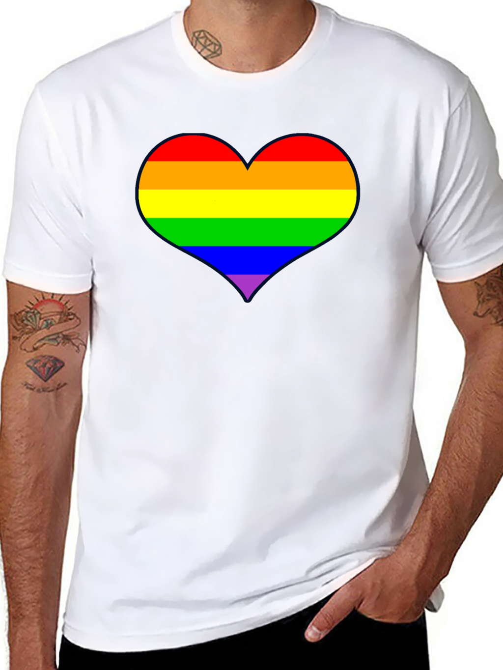 Rainbow Heart Pride T-Shirt - Black