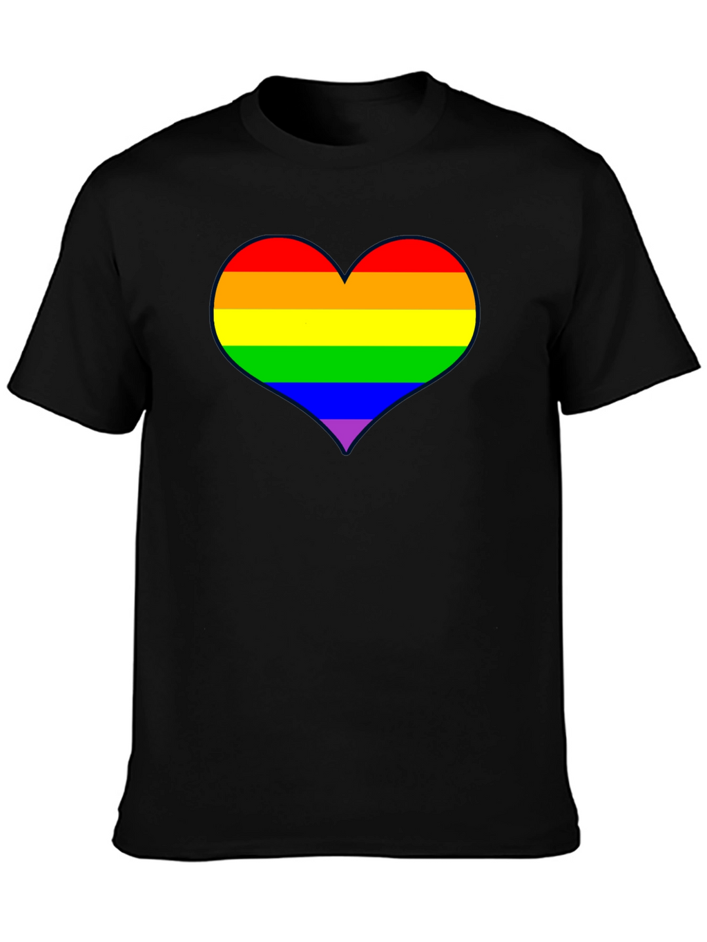 Rainbow Heart Pride T-Shirt - Black