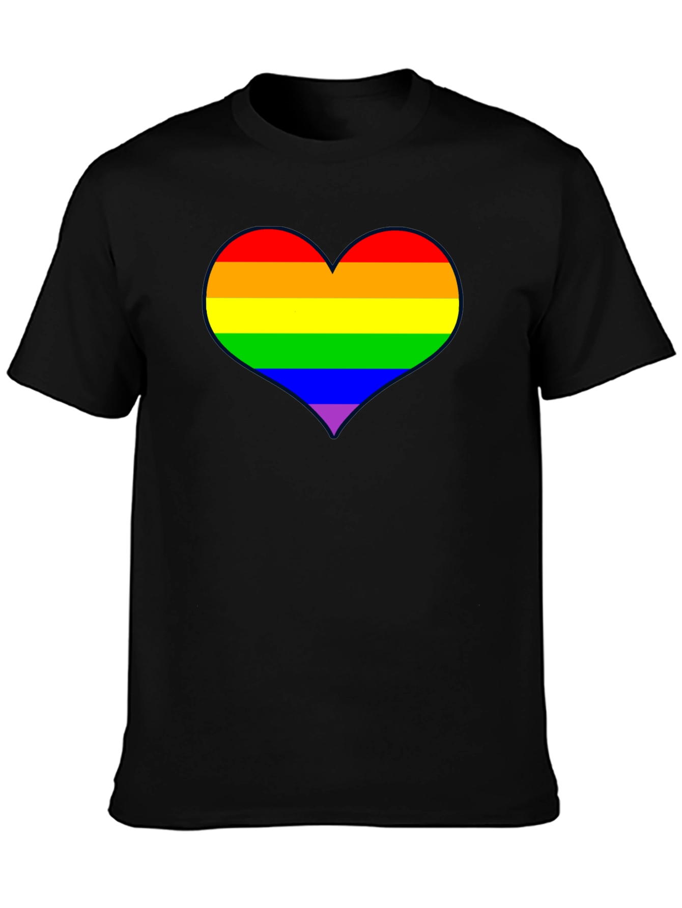 Rainbow Heart Pride T-Shirt - Black