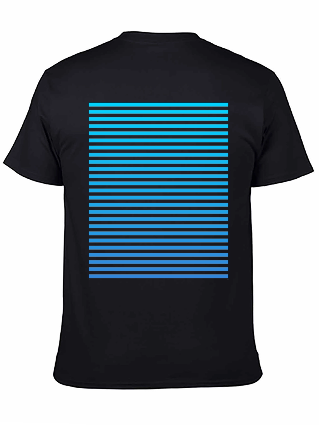 Retro Stripe Tee - Black with Cyan Horizontal Lines