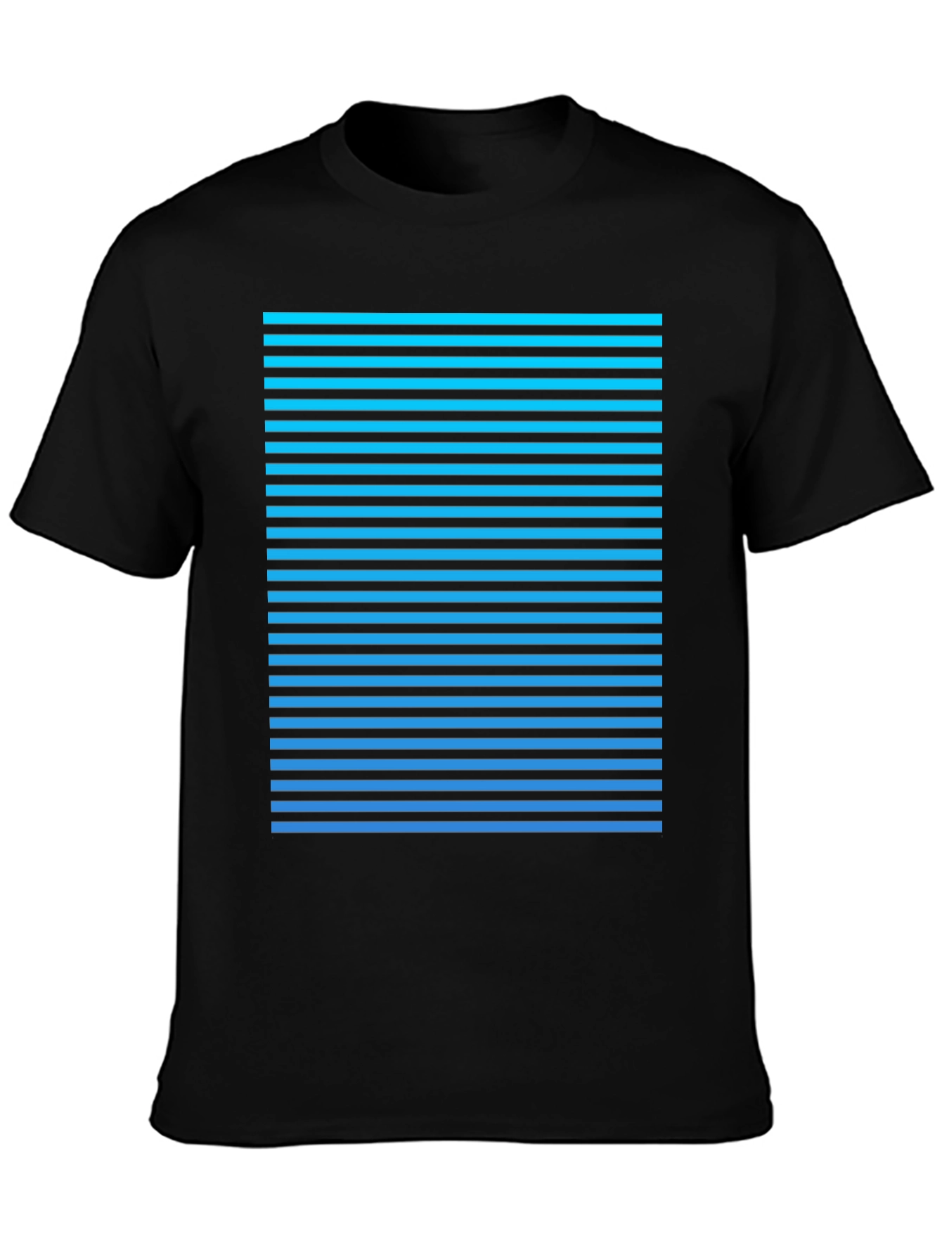 Retro Stripe Tee - Black with Cyan Horizontal Lines