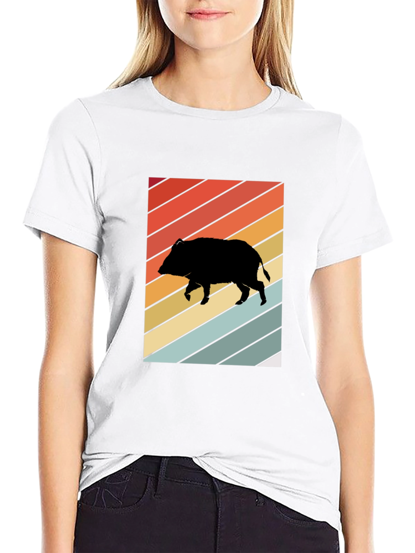 Retro Boar Graphic Tee - Unisex Black T-Shirt