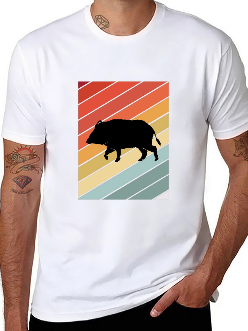 Retro Boar Graphic Tee - Unisex Black T-Shirt