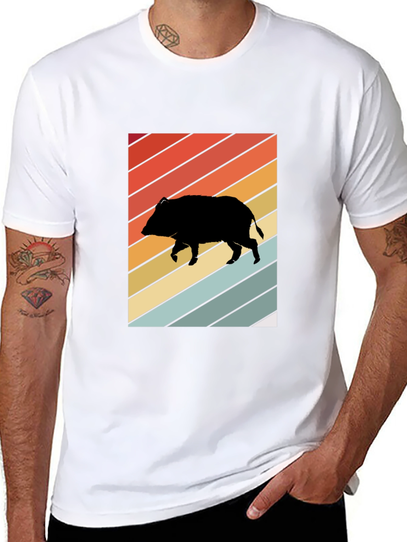 Retro Boar Graphic Tee - Unisex Black T-Shirt