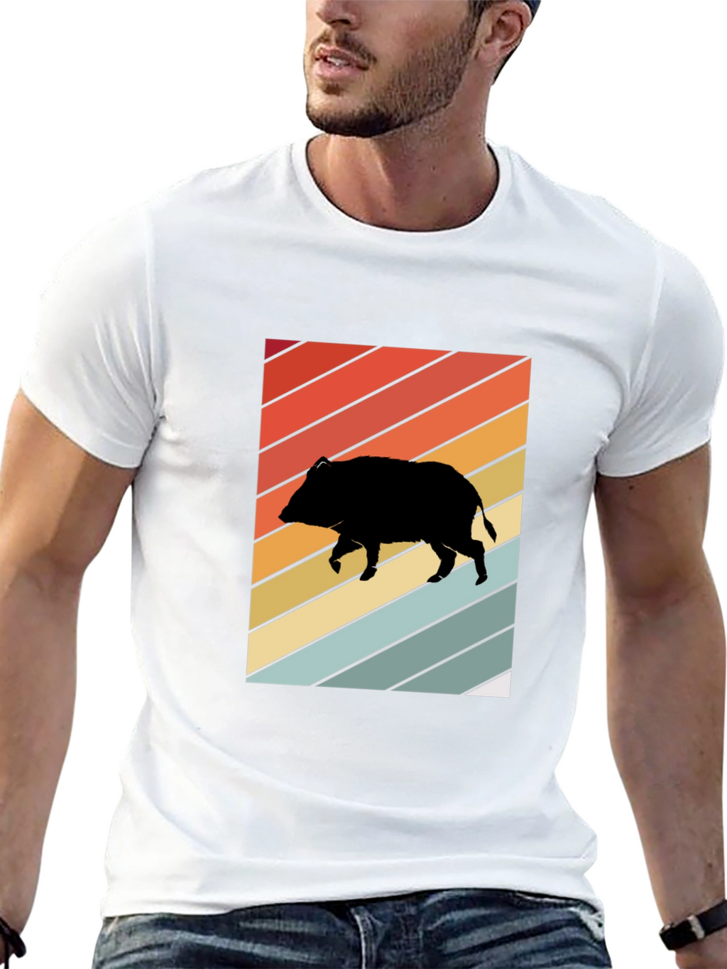 Retro Boar Graphic Tee - Unisex Black T-Shirt