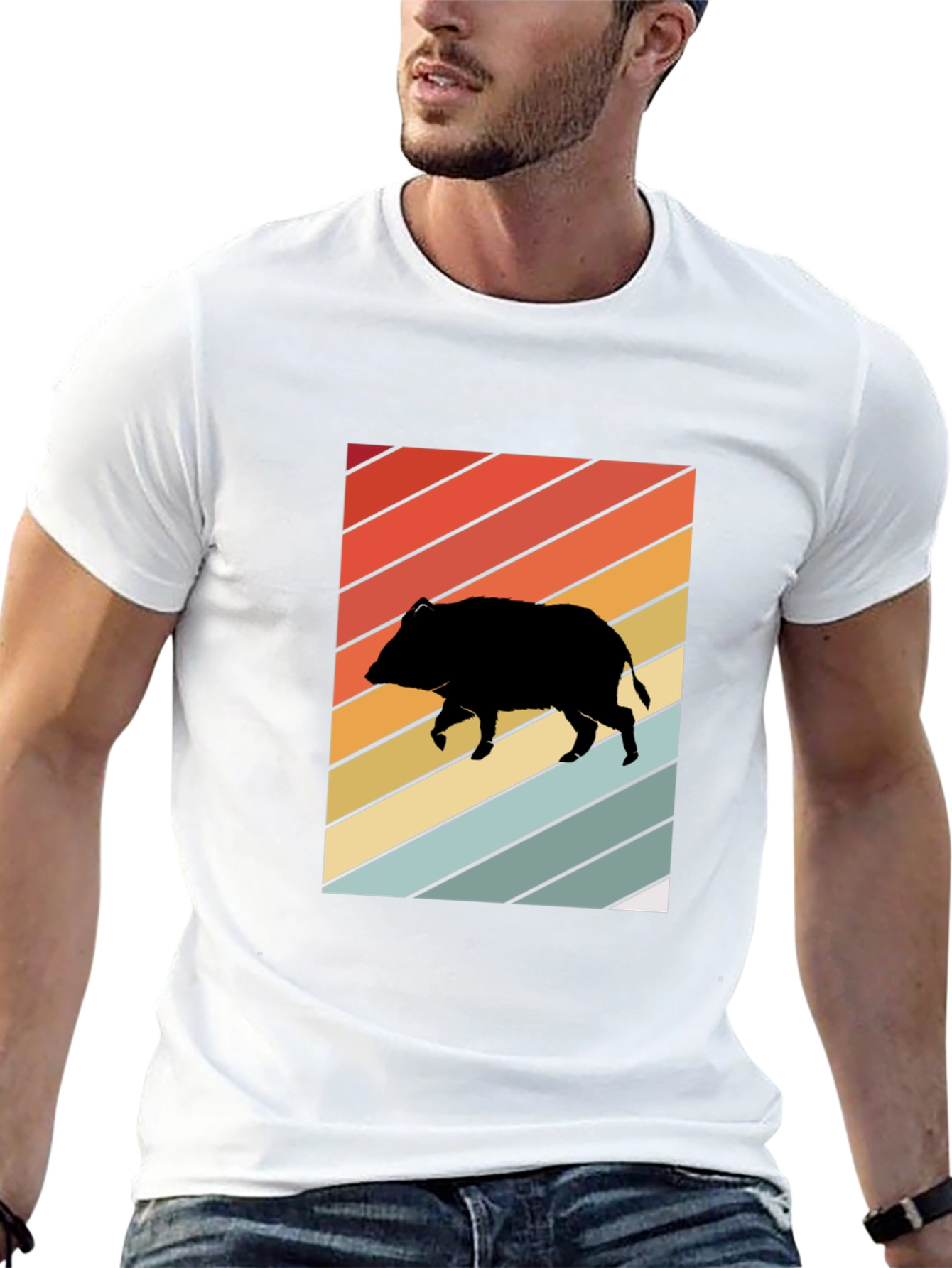 Retro Boar Graphic Tee - Unisex Black T-Shirt