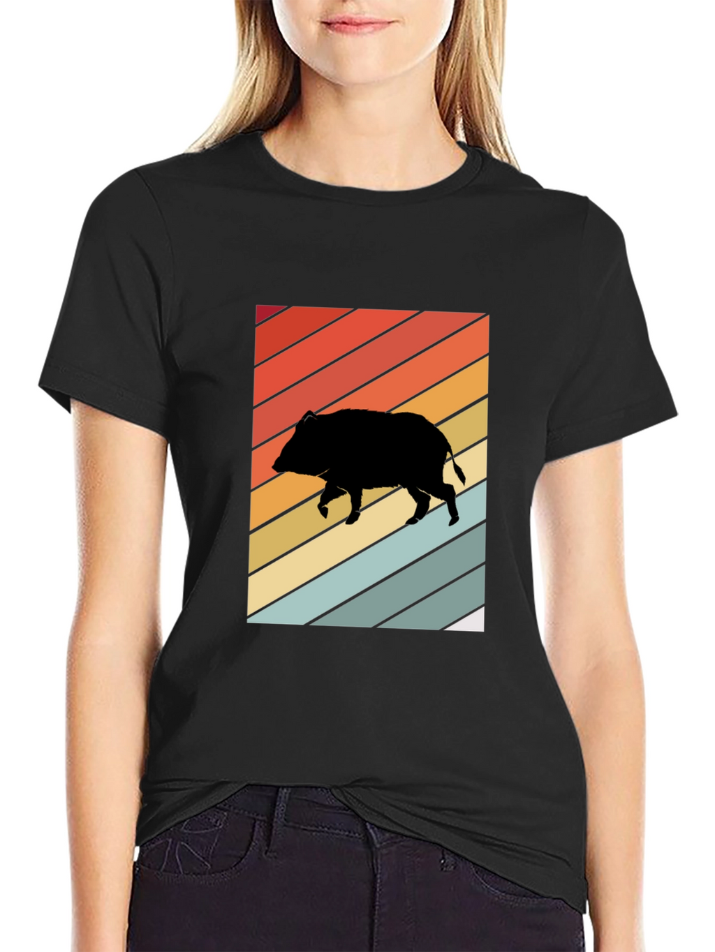 Retro Boar Graphic Tee - Unisex Black T-Shirt