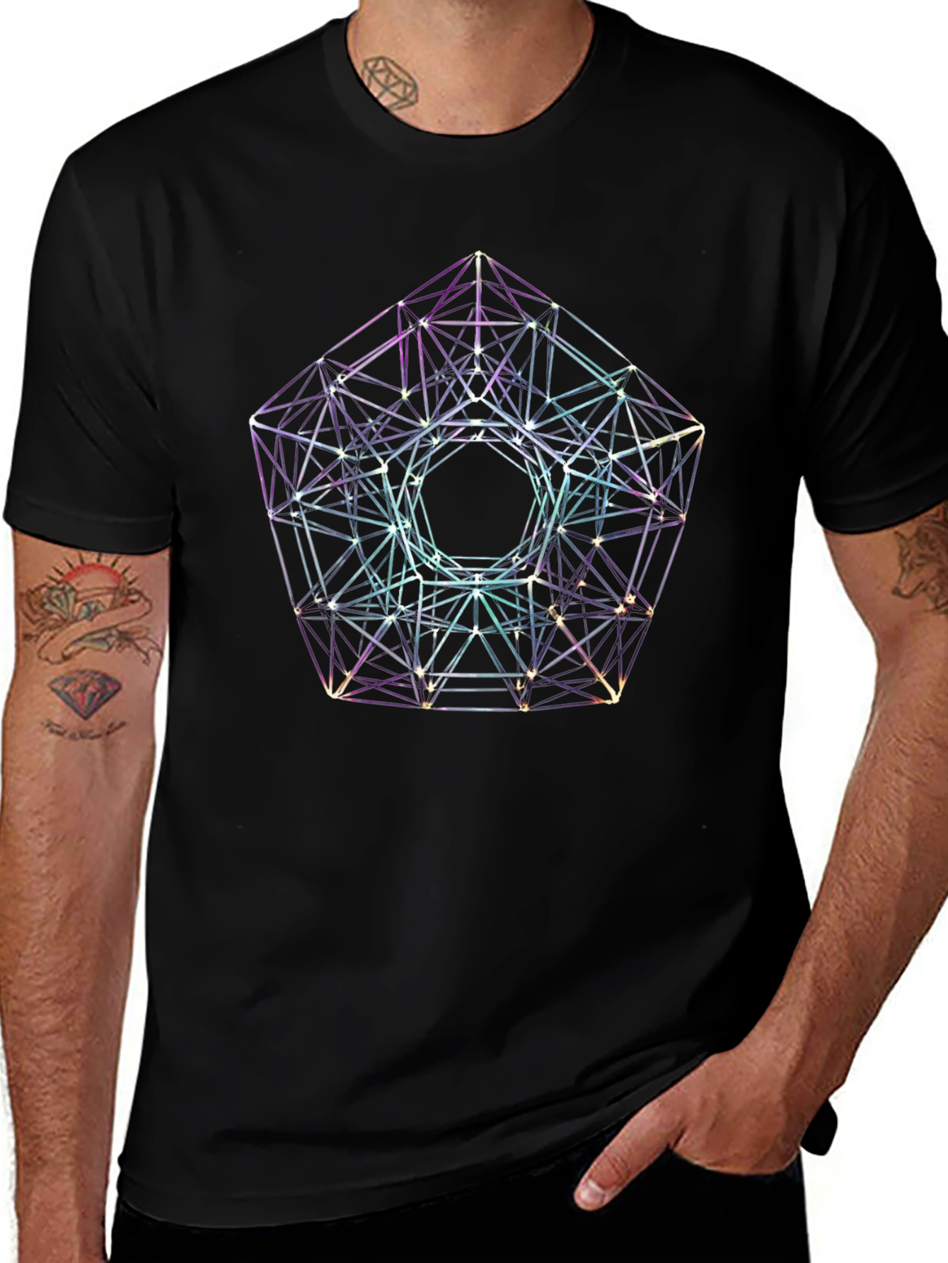 Geometric Shape Black T-Shirt - Modern Design