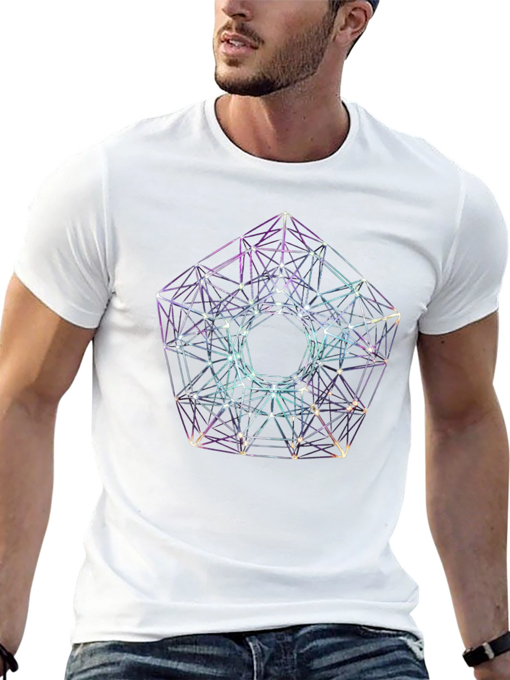 Geometric Shape Black T-Shirt - Modern Design