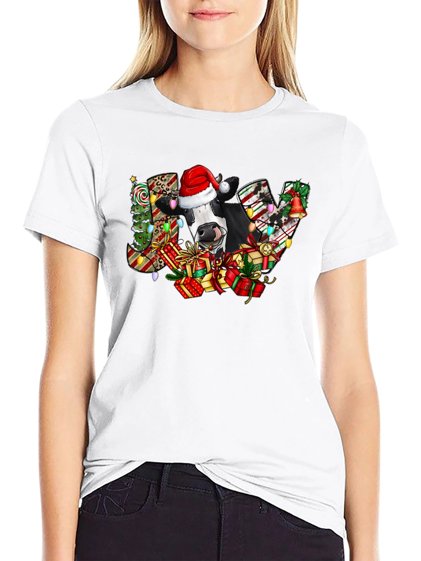 Christmas Cow JOY Graphic Tee