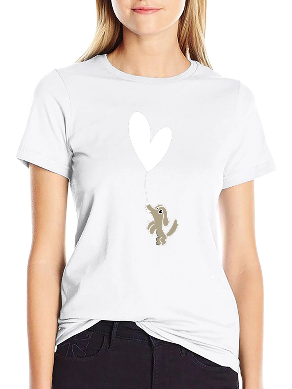 Dog Holding Heart Balloon Graphic Tee