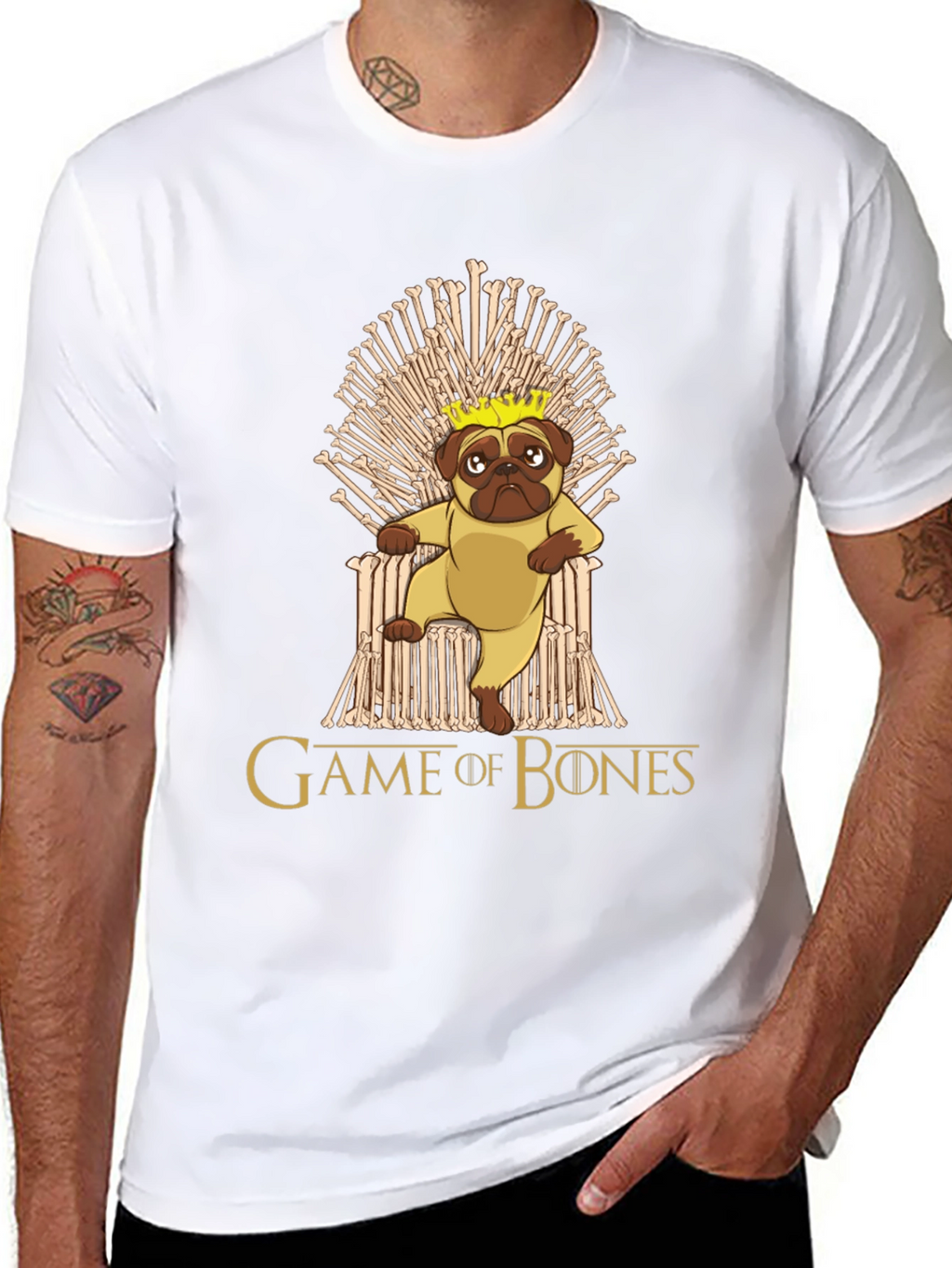 Game of Bones Pug King T-Shirt
