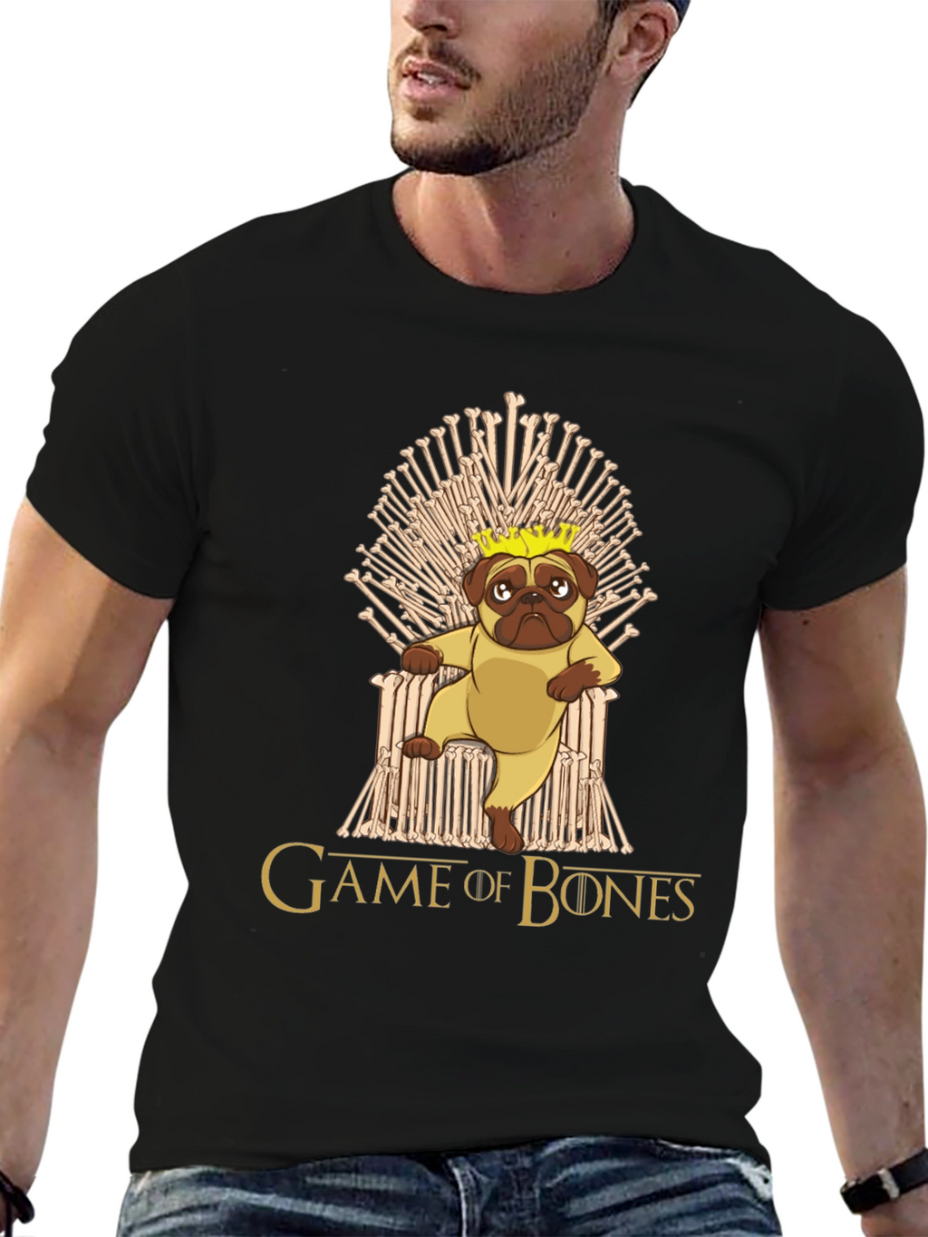 Game of Bones Pug King T-Shirt