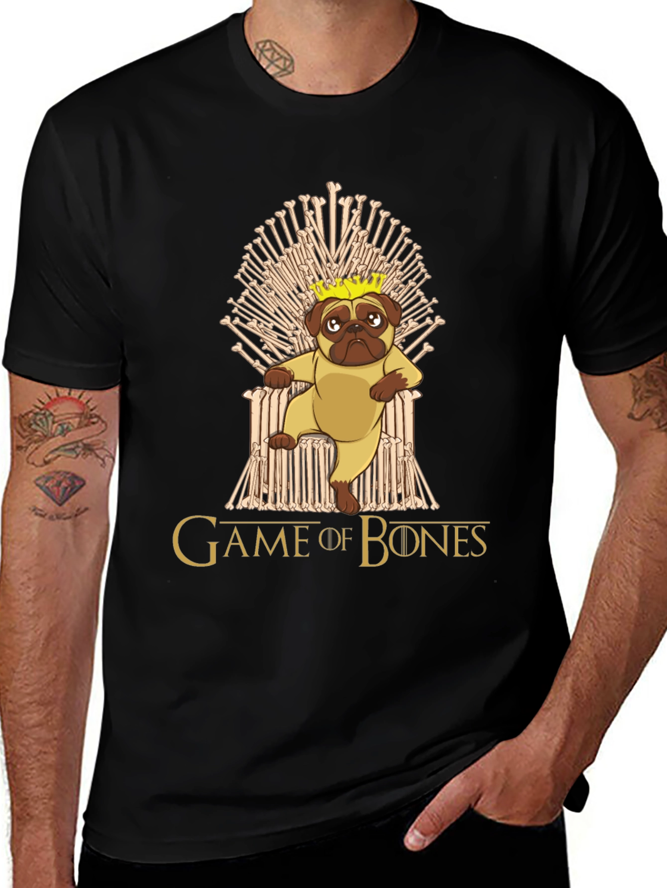 Game of Bones Pug King T-Shirt