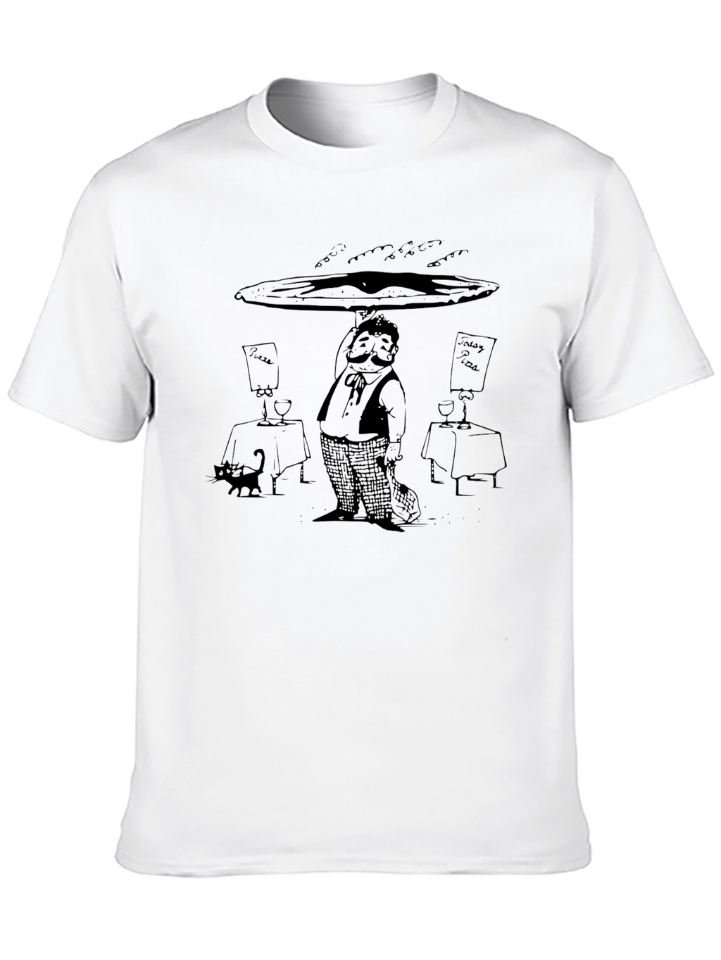Waiter Pizza Black T-Shirt