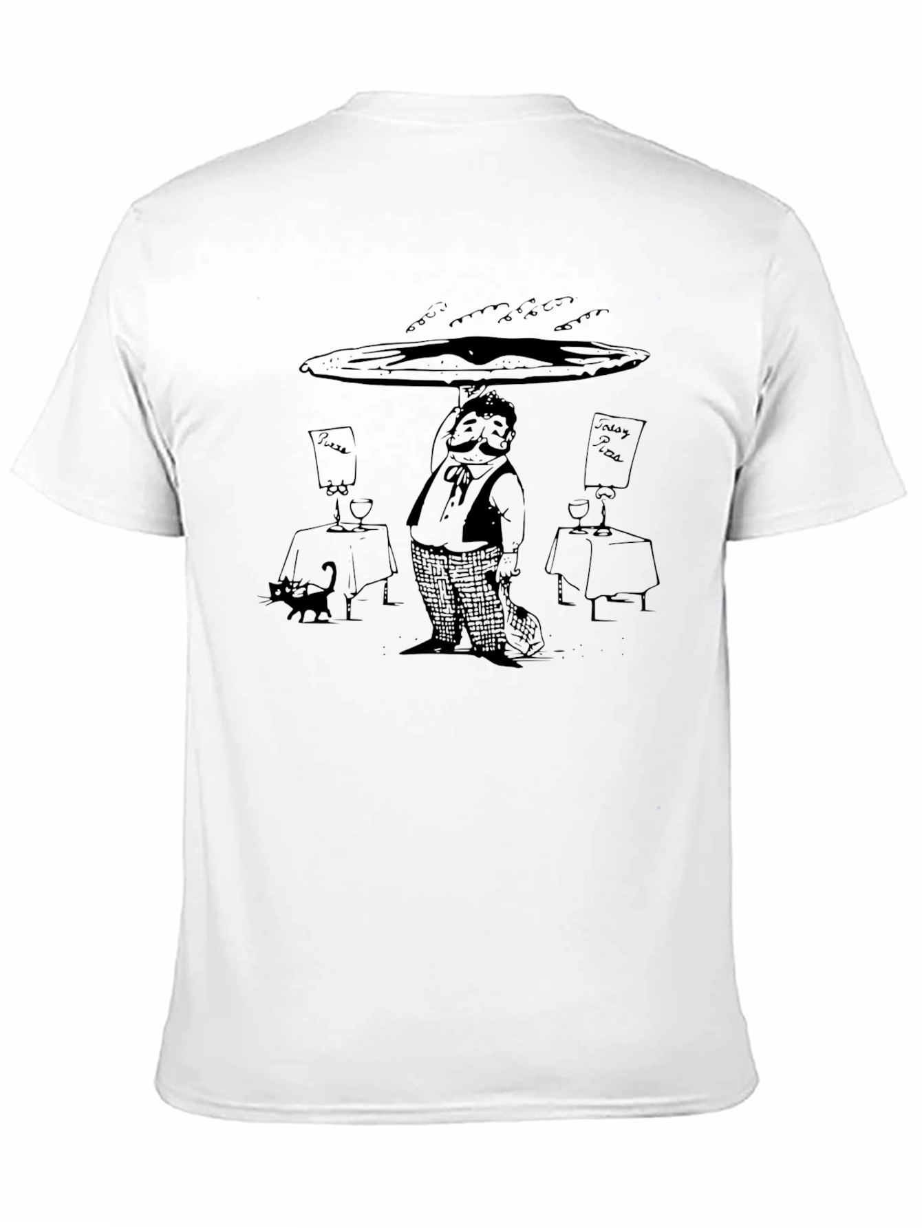 Waiter Pizza Black T-Shirt