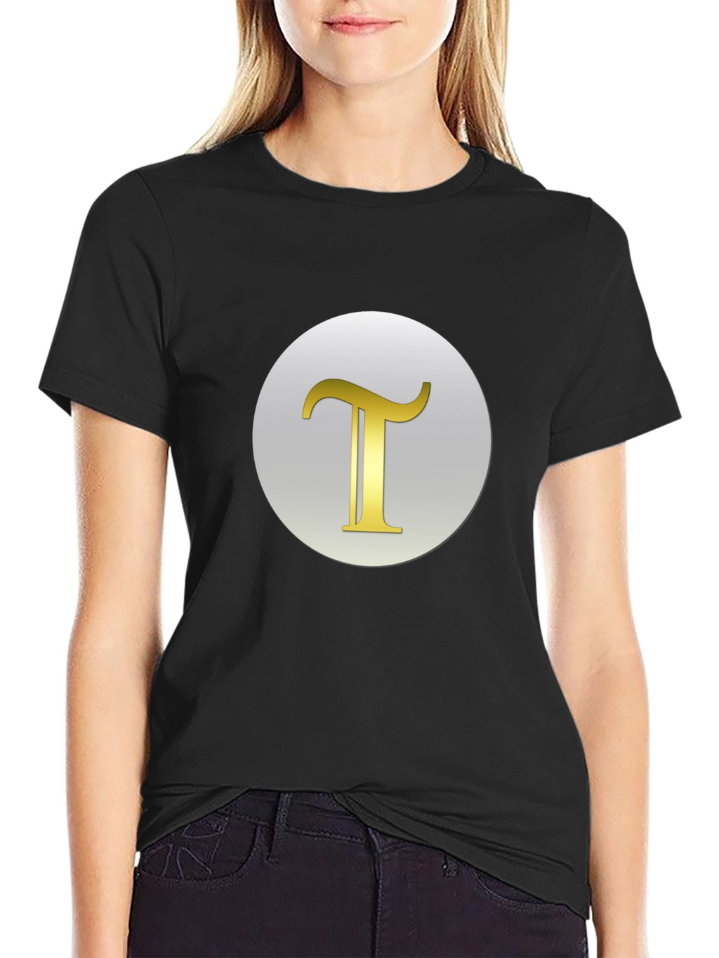 Mens Black T-Shirt with Letter T Design