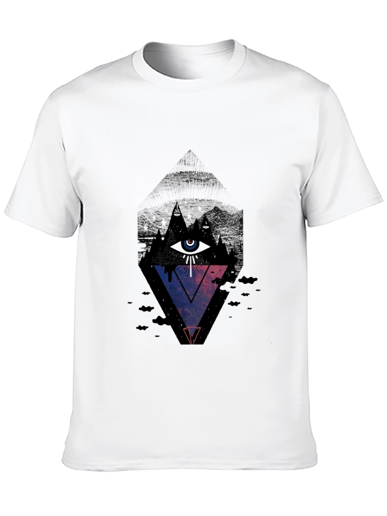 Mens Black Graphic Tee - Eye Pyramid Design