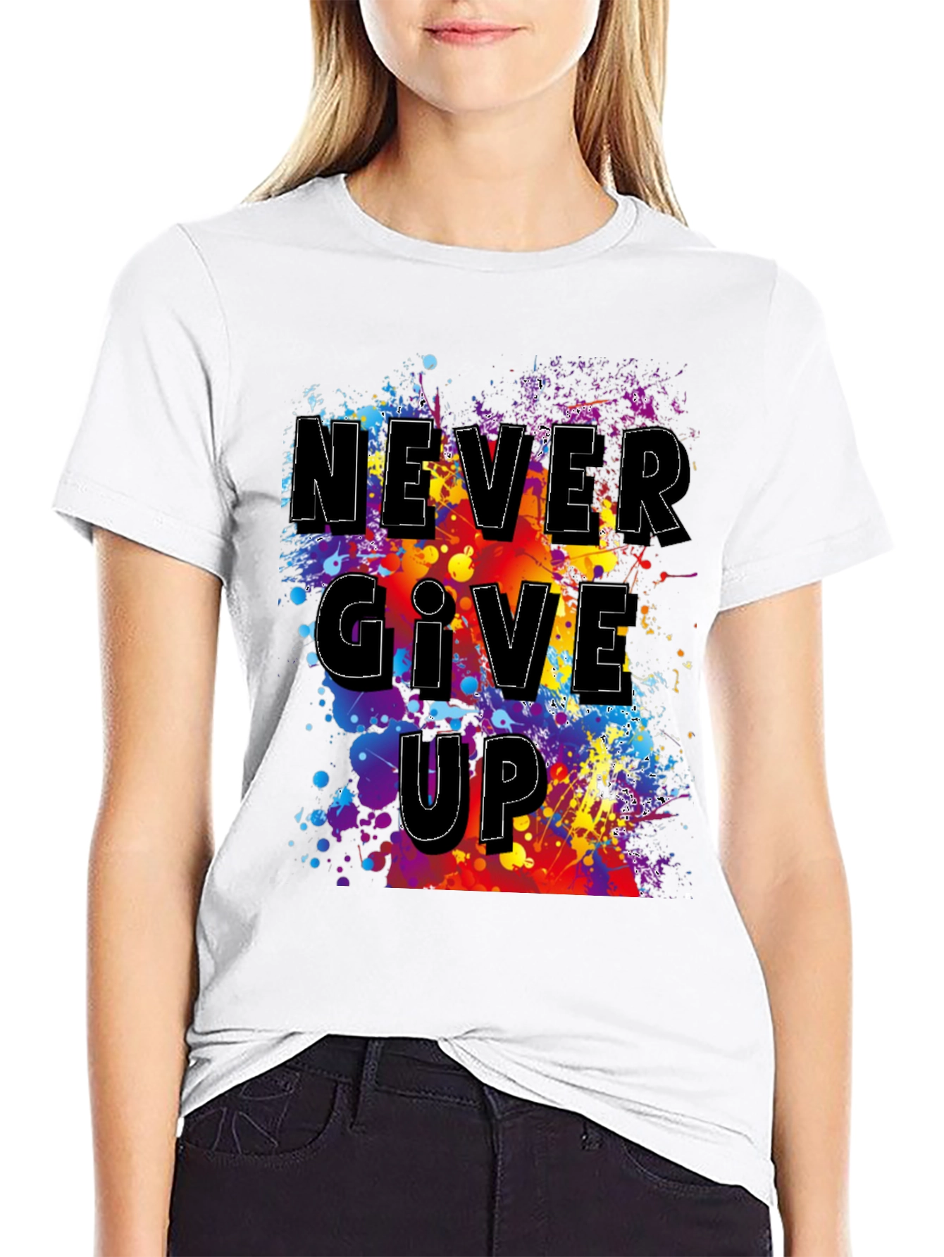 Never Give Up Graphic T-Shirt - Inspirational Mens Tee