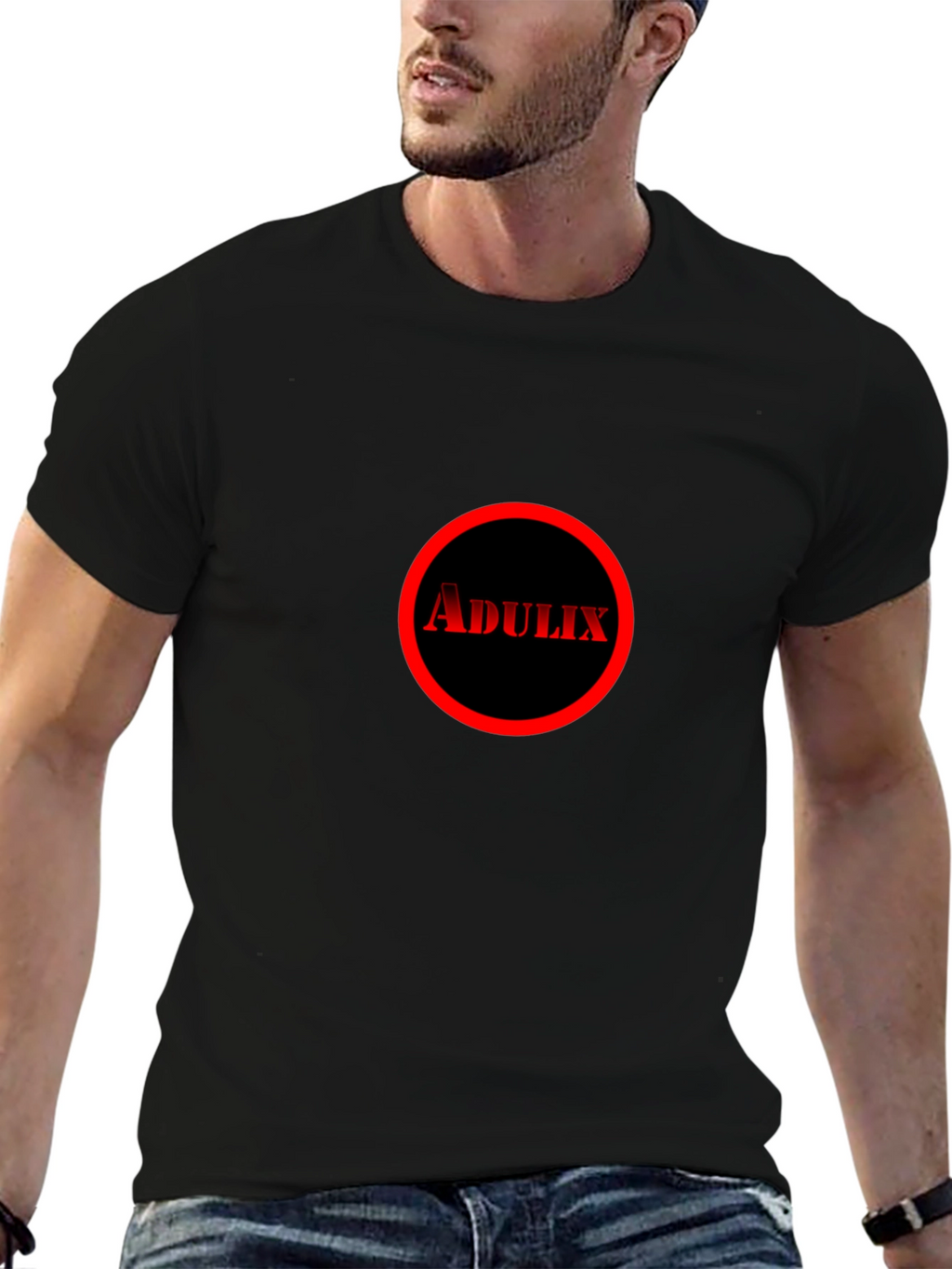 Adulix Circle Graphic Tee - Black Cotton Casual Shirt
