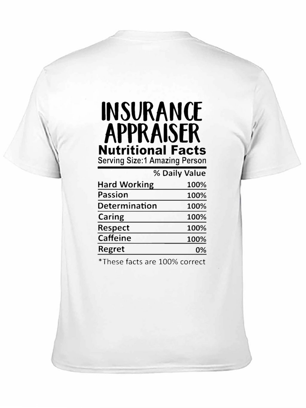 Insurance Appraiser Nutritional Facts T-Shirt